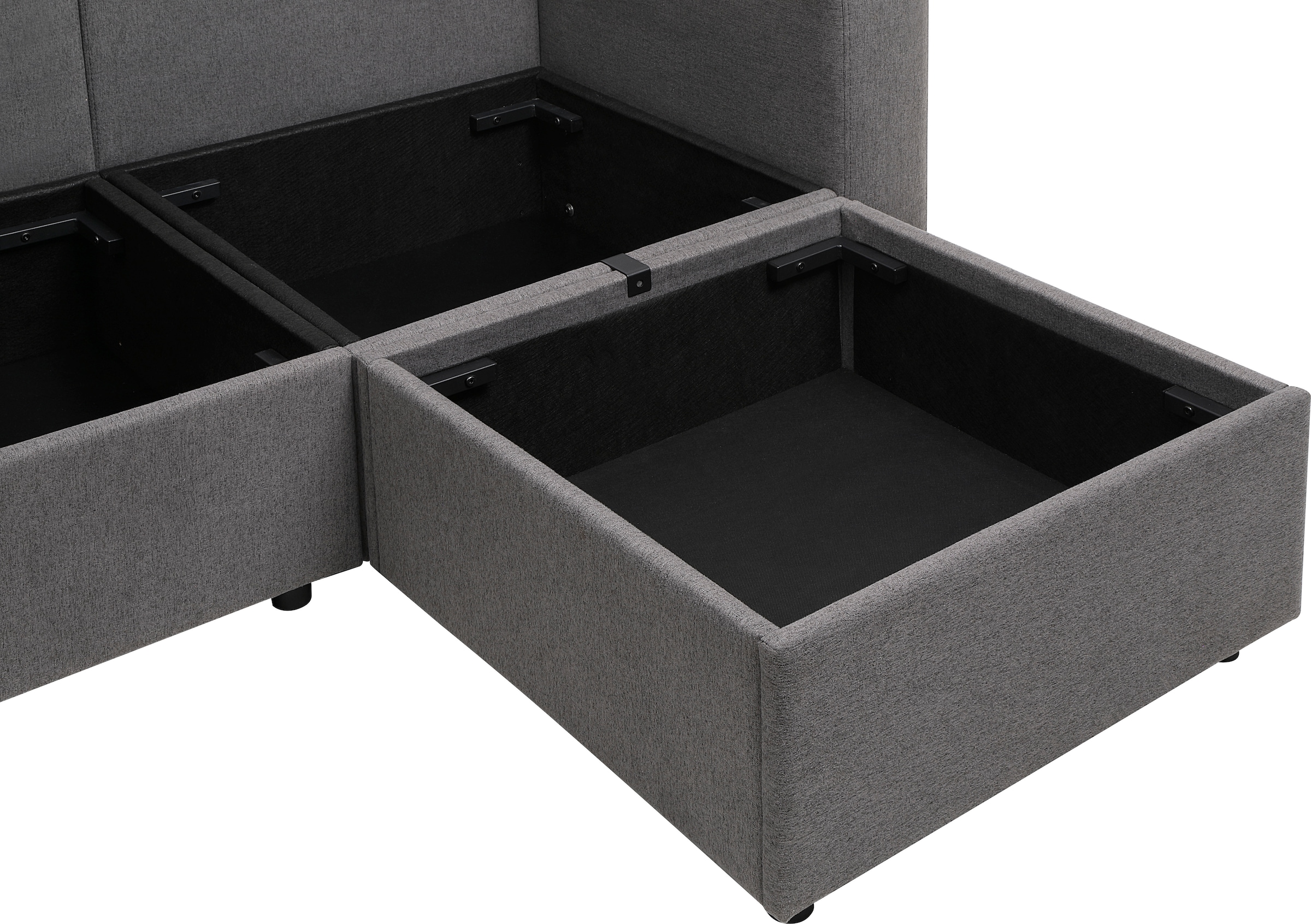 GOODproduct Wohnlandschaft »Ulrik, U-Form, Breite: 315cm« mit Stauraum unter den Sitzen, inkl Stauraumkonsole mit Becherhaltern