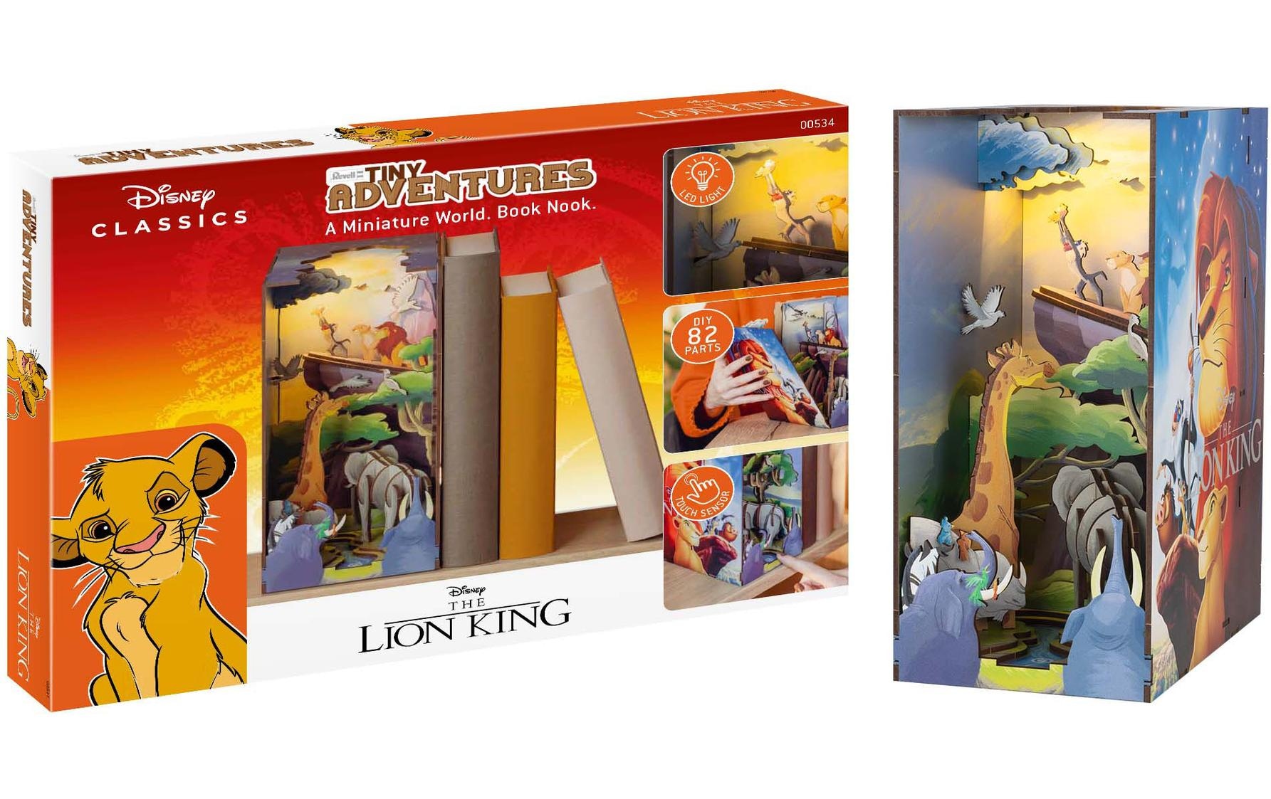 Revell® Modellbausatz »Book Nook, Tiny Adventures Disney König der Löwen« Buchstütze; mit LED-Beleuchtung