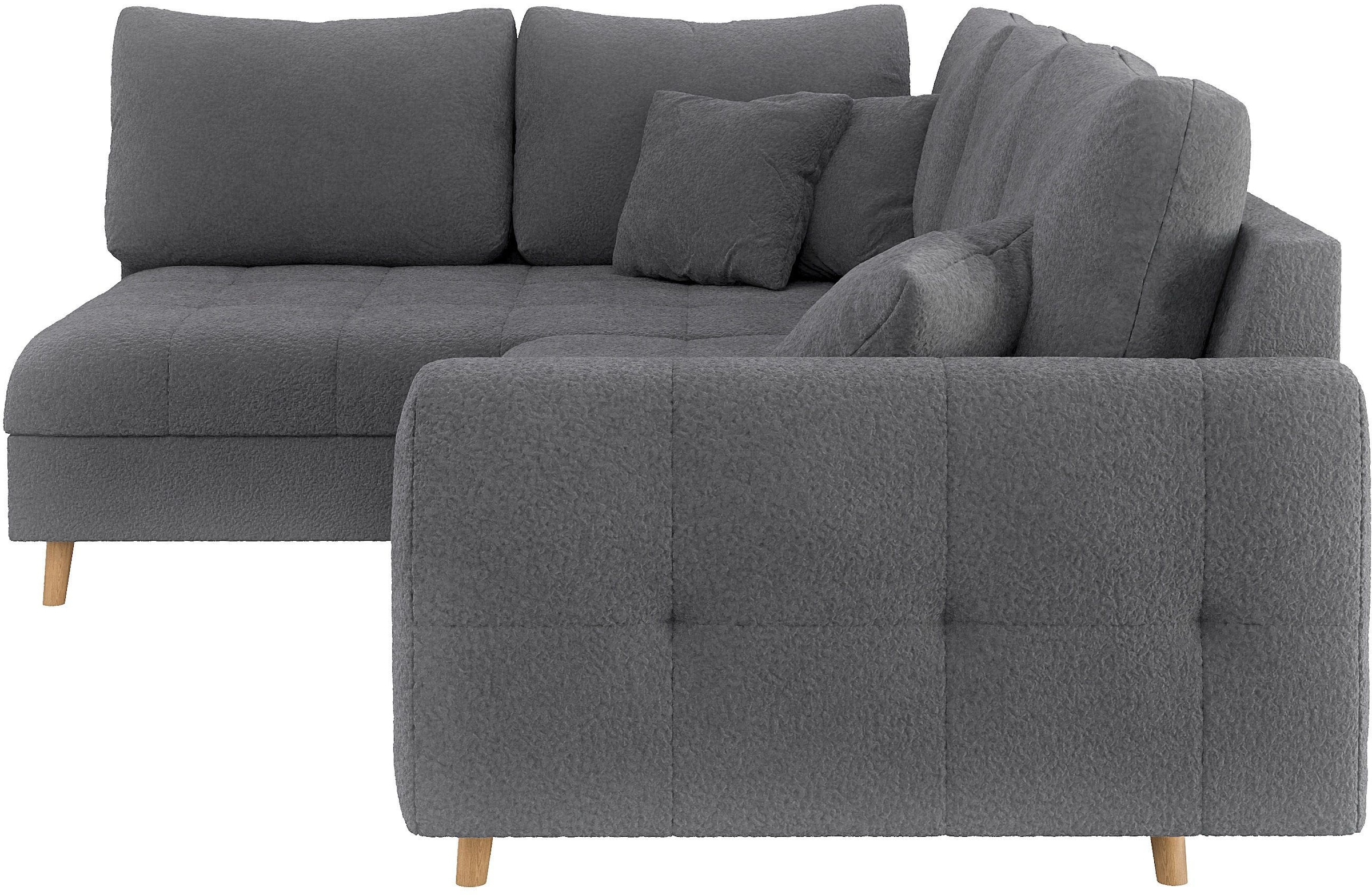 Home affaire Ecksofa »CHARRE L-Form mit Ottomane, Masse B/T/H: 231/161/81 cm«, feine Steppung, lose Rücken- und Zierkissen, auch in Cord und Bouclé