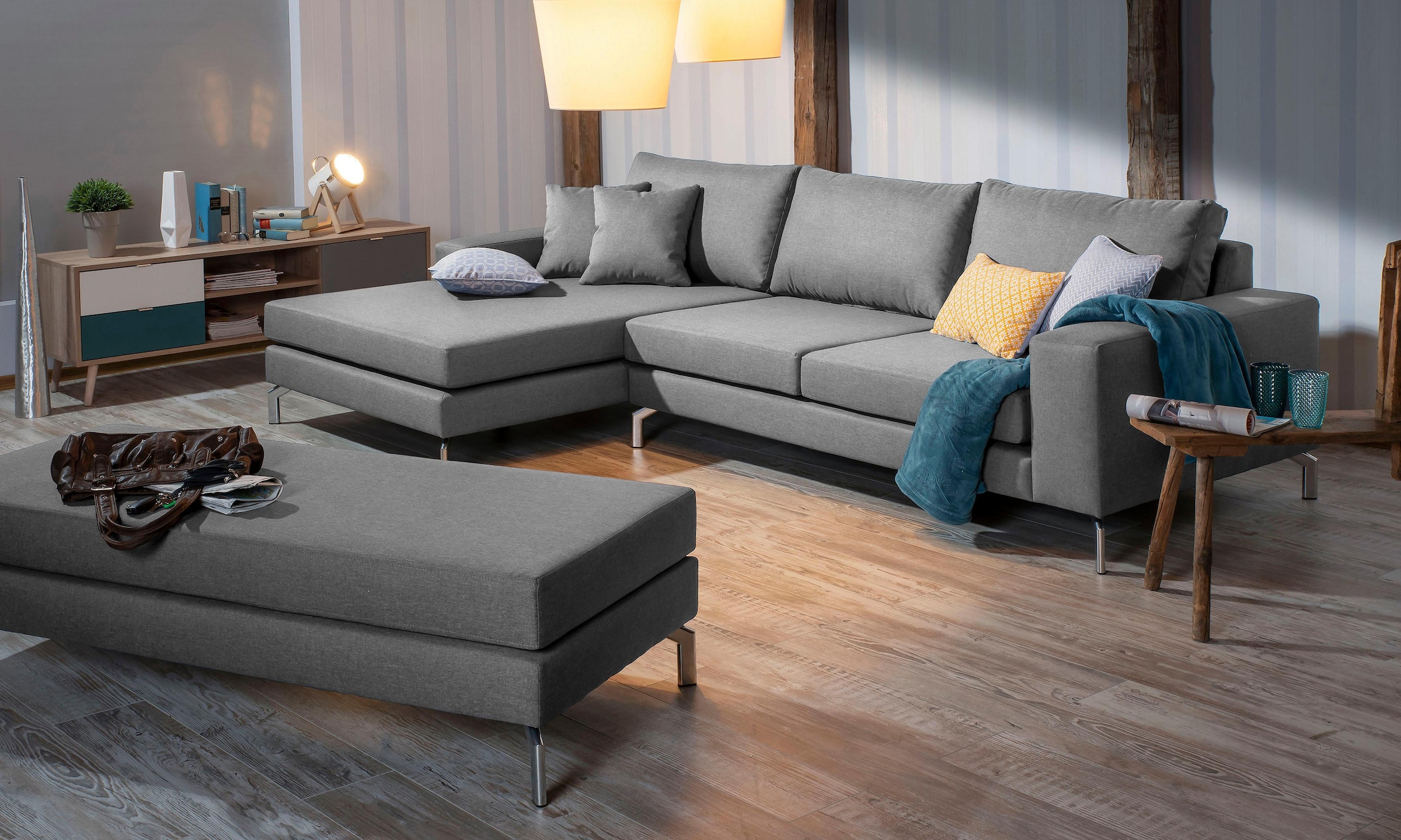 Image of Max Winzer® Ecksofa »Flori«, mit Longchair links oder rechts, inklusive Zierkissen bei Ackermann Versand Schweiz