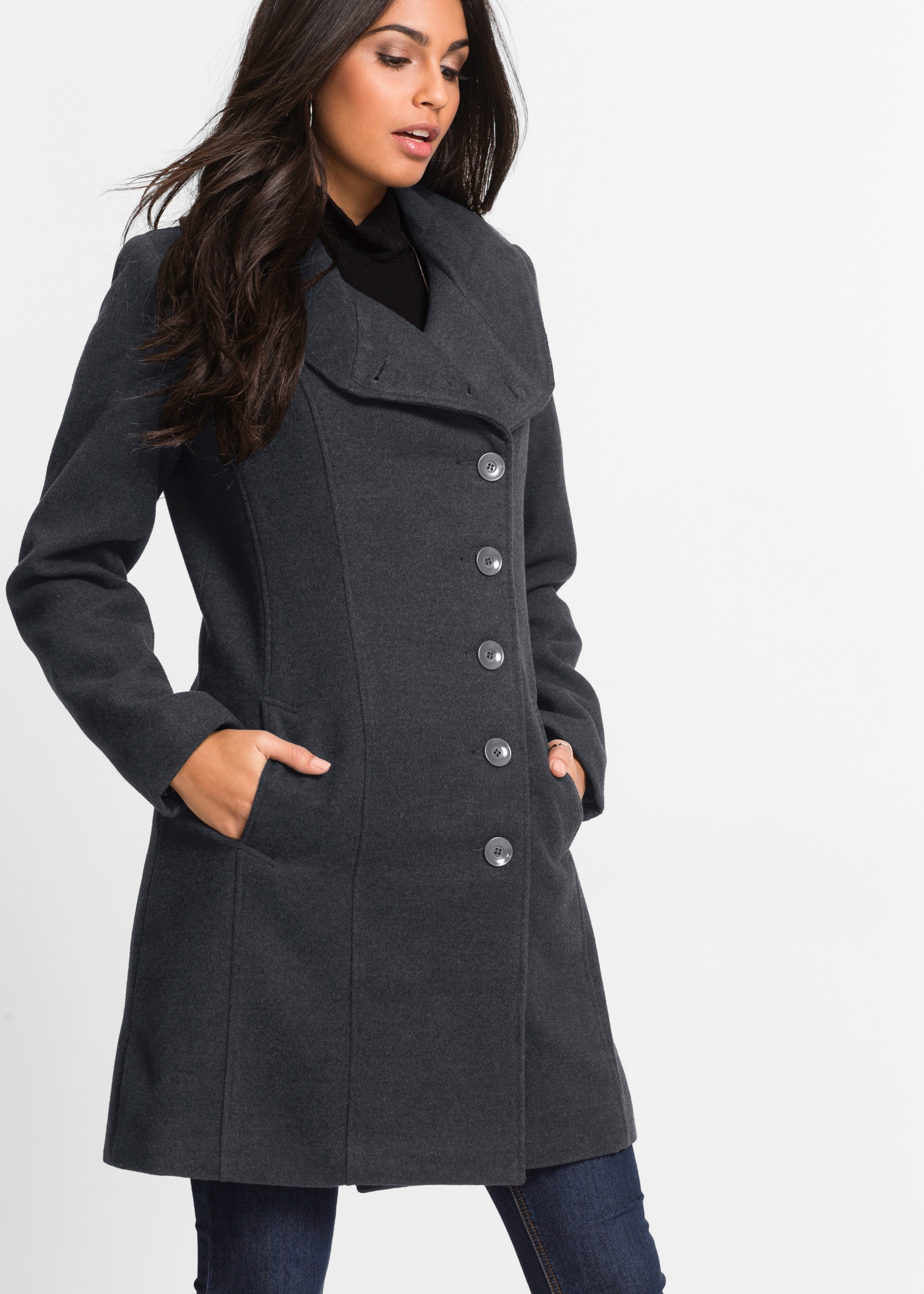 Image of bonprix Kurzmantel femininer Stil, mit besonderem Kragen