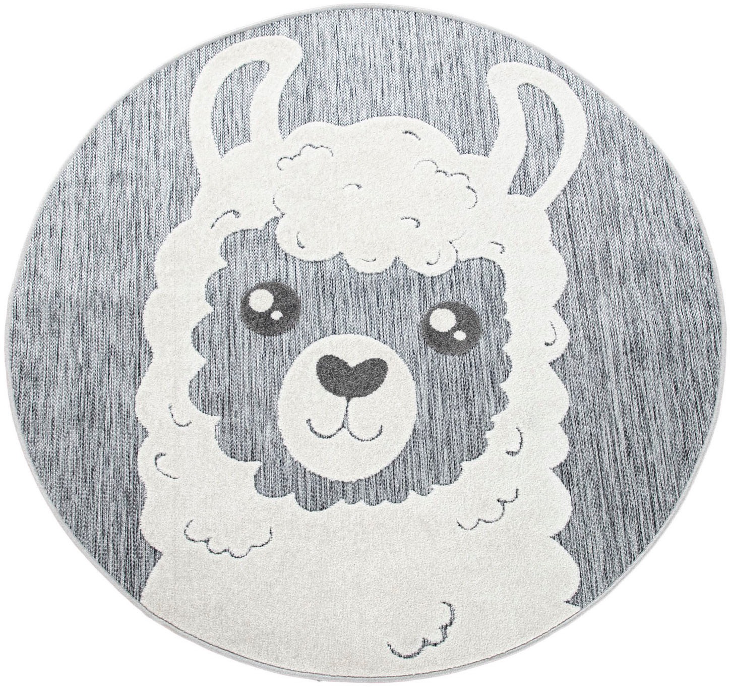 Image of Paco Home Kinderteppich »Tweet 468«, rund, 8 mm Höhe, Flachgewebe, Hoch-Tief-Effekt, Motiv Lama, In- und Outdoor geeignet, Kinderzimmer bei Ackermann Versand Schweiz