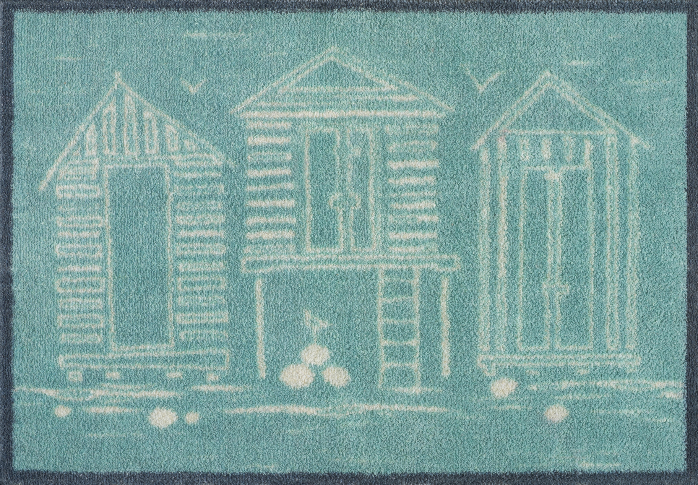 Image of Turtle Mat Fussmatte "Beach Huts Blue" rechteckig 9 mm Höhe