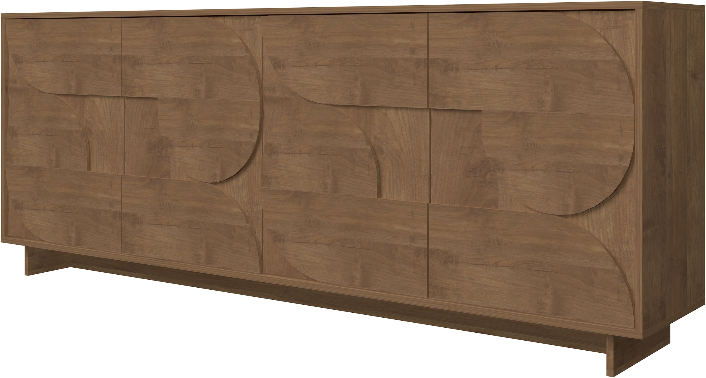 Home affaire Buffet »Zen, 205 cm breit, 4 Türen, Anrichte, Kommode, Stauraumschrank« ouverture par pression, façades 3D, structure bois Mercure, beaucoup de rangement,