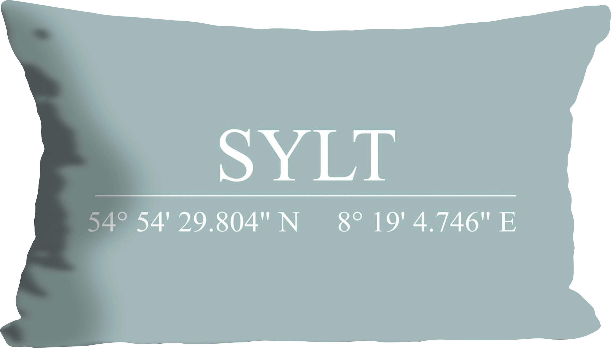 queence Dekokissen »Sylt«, Kissenhülle,Sylt Schriftzug,Sylt,Koordinaten,Nordsee,Maritim