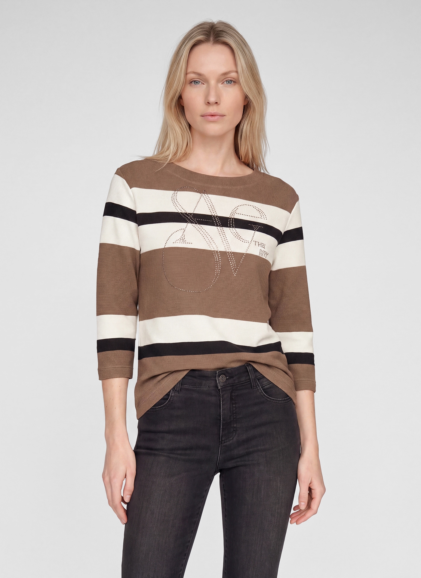 Image of Rabe 3/4-Arm-Shirt Strickpullover im Streifen-Design und mit Glitzer-Details