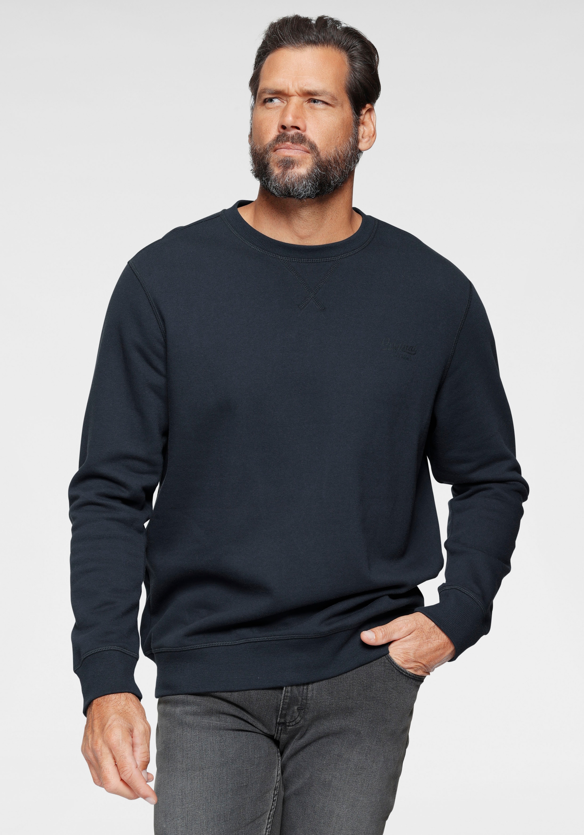 Man's World Sweatshirt, Langarm, Basic-Stil, unifarben, Rundhalsausschnitt