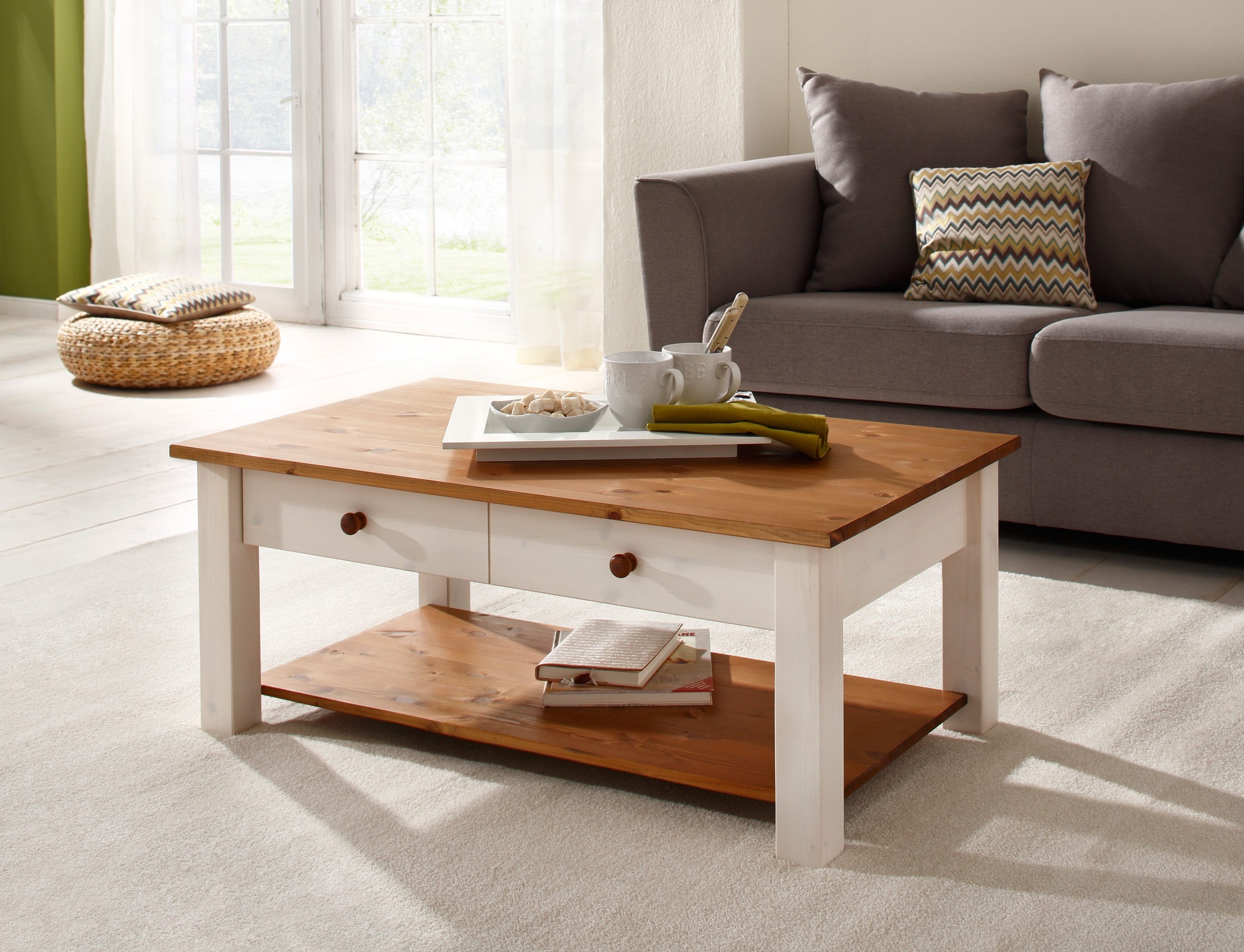 Home affaire Couchtisch »Chicago, TOPSELLER!«, (Couchtisch, Sofatisch), in zwei Grössen, Landhausstil, zusätzlicher Stauraum