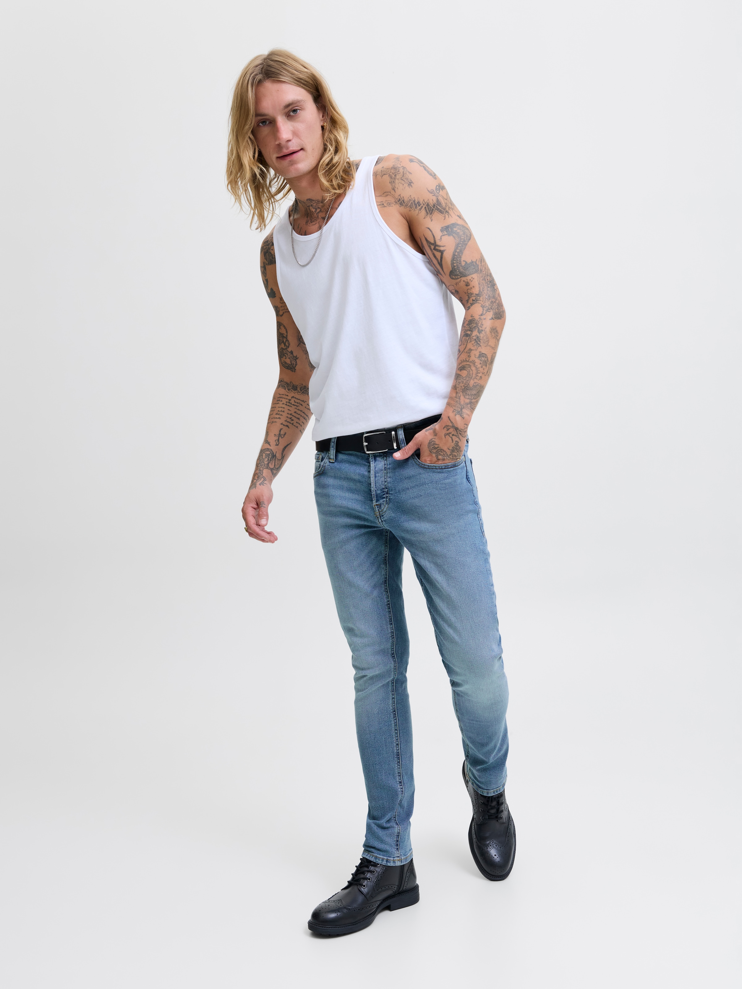 Jack & Jones Slim-fit-Jeans »JJIGLENN Jeans mit schmaler Beinform und Stretch für Komfort« Denim/Jeans, modisch, slim fit, Baumwollmischung