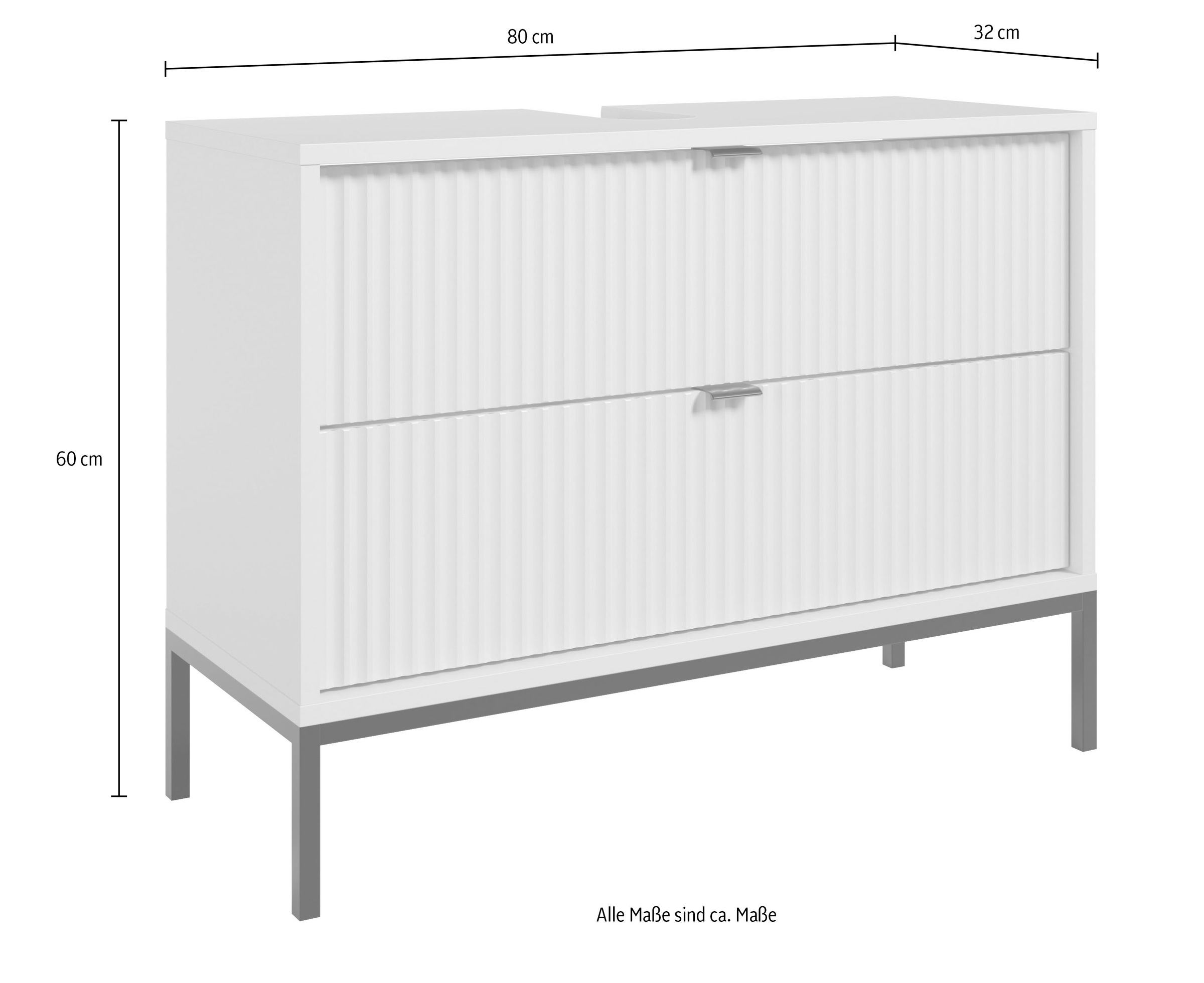 BASIC by Balculina Armoire sous lavabo »Lucera BxHxT 80x60x32 cm« 1 cuis tlg. Largeur 80cm, tiroir sous plan, pieds en métal