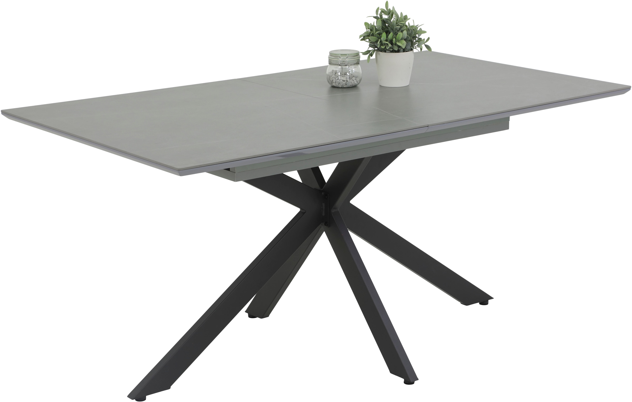 HELA Esstisch »CHIARA Ausziehtisch 160 - 200 cm mit pflegeleichter Steinoberfläche« 1 Stk. tlg. X-Gestell, Synchronauszug, elegante Schweizer Kante