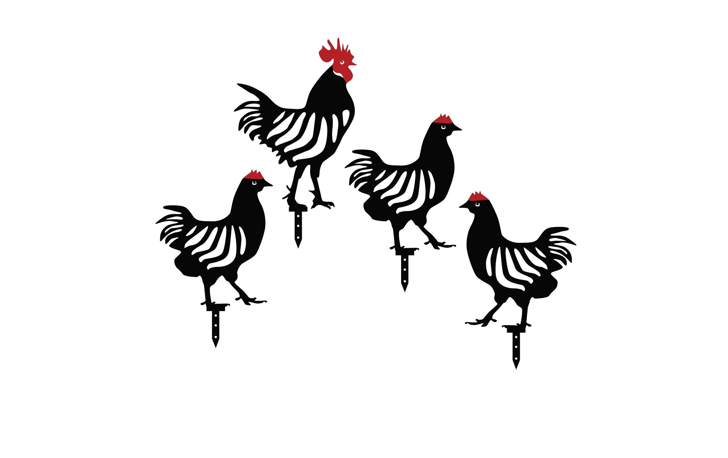 Image of Tierfigur "Wallxpert Huhn 33 cm 4er Set Schwarz"