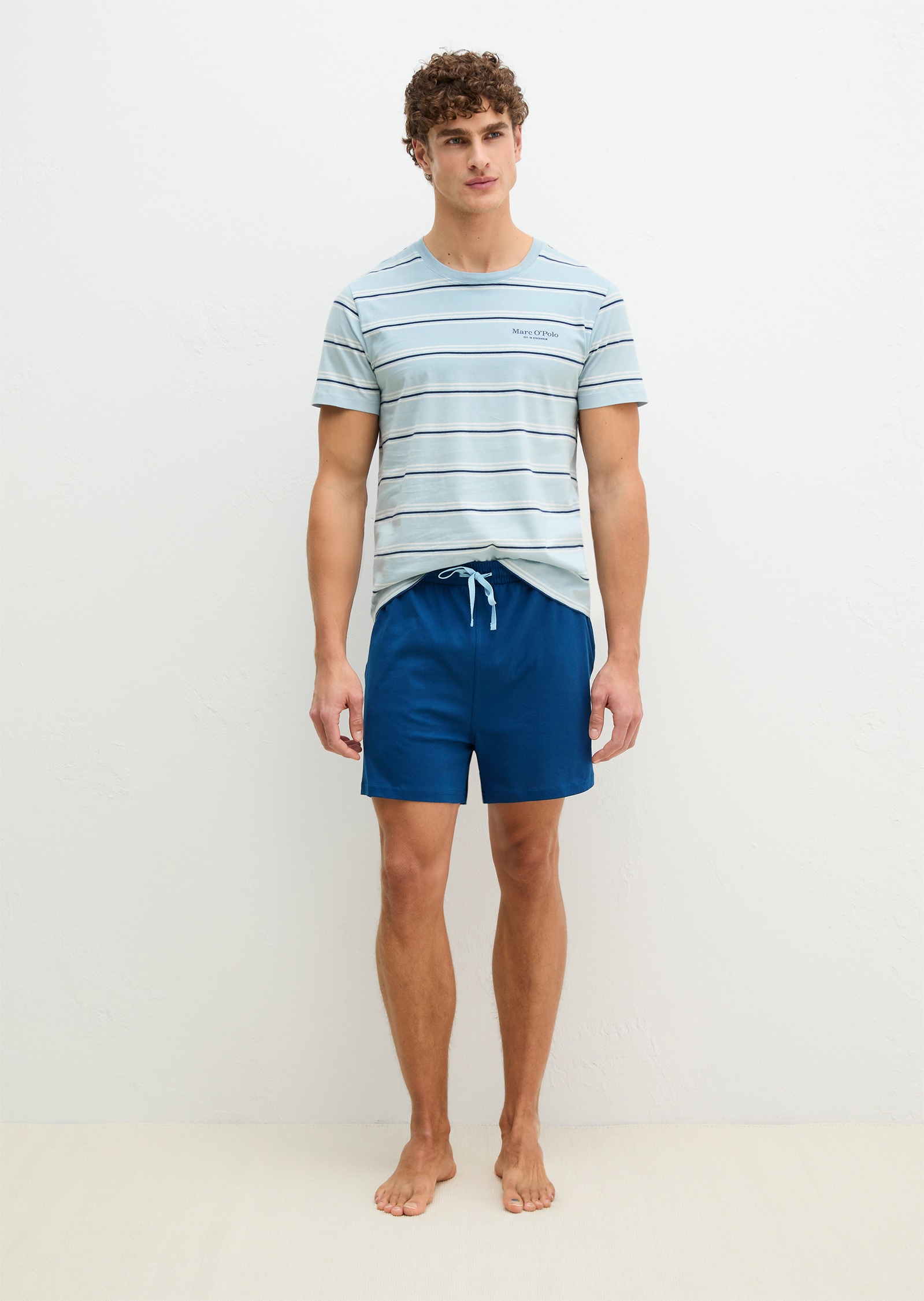 Image of Marc OPolo Shorty "Mix N Match Cotton" 2 tlg. mit kurzem Arm und Rundhalsausschnitt, Hose mit Gummizug und Bindeband