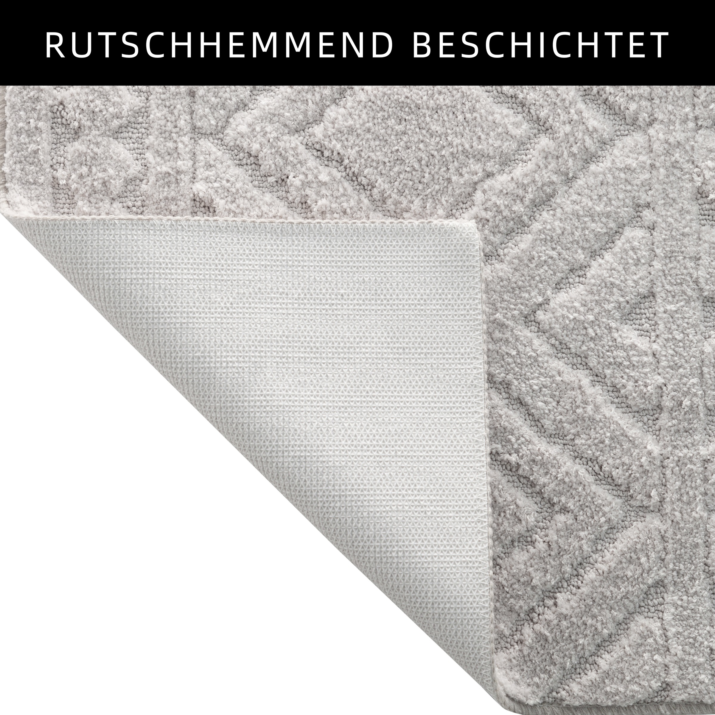 my home Badematte »Louvres, Badvorleger, Badezimmer Teppich, Duschvorleger«, rutschhemmend beschichtet, schnell trocknend, Badteppich, Uni Farben, Hoch-Tief Effekt, Boho-Style
