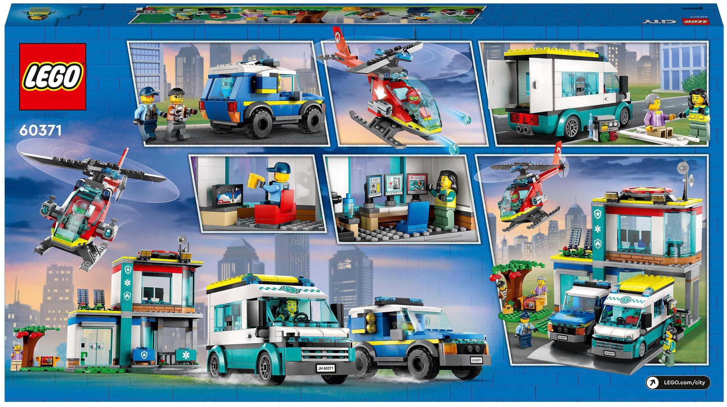 LEGO® Konstruktionsspielsteine »Hauptquartier der Rettungsfahrzeuge (60371), LEGO® City«, (706 St.), Made in Europe