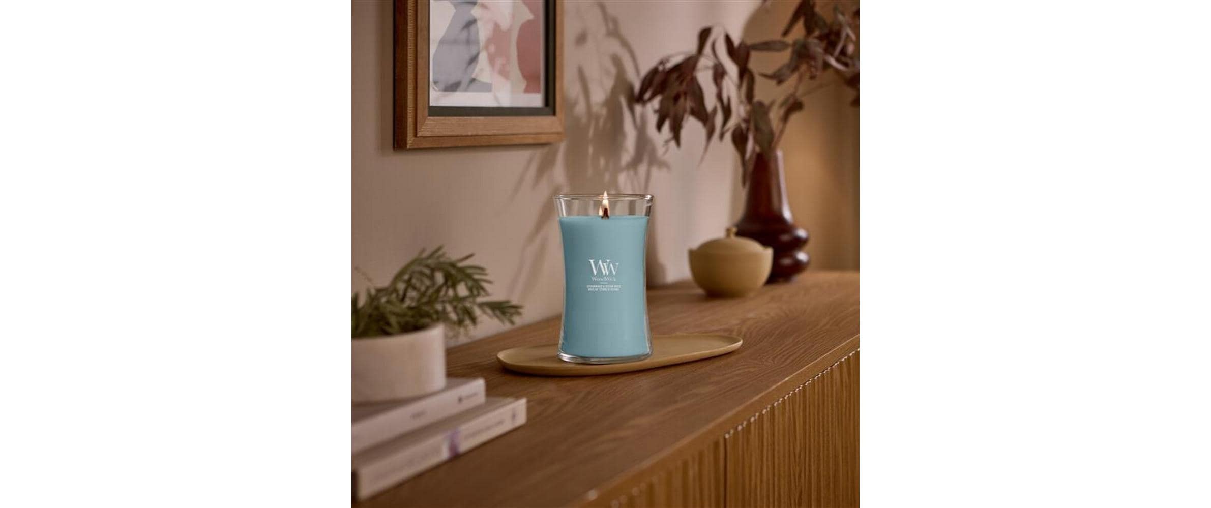 Image of Woodwick Duftkerze "Cedarwood & Ocean Moss Large Jar"