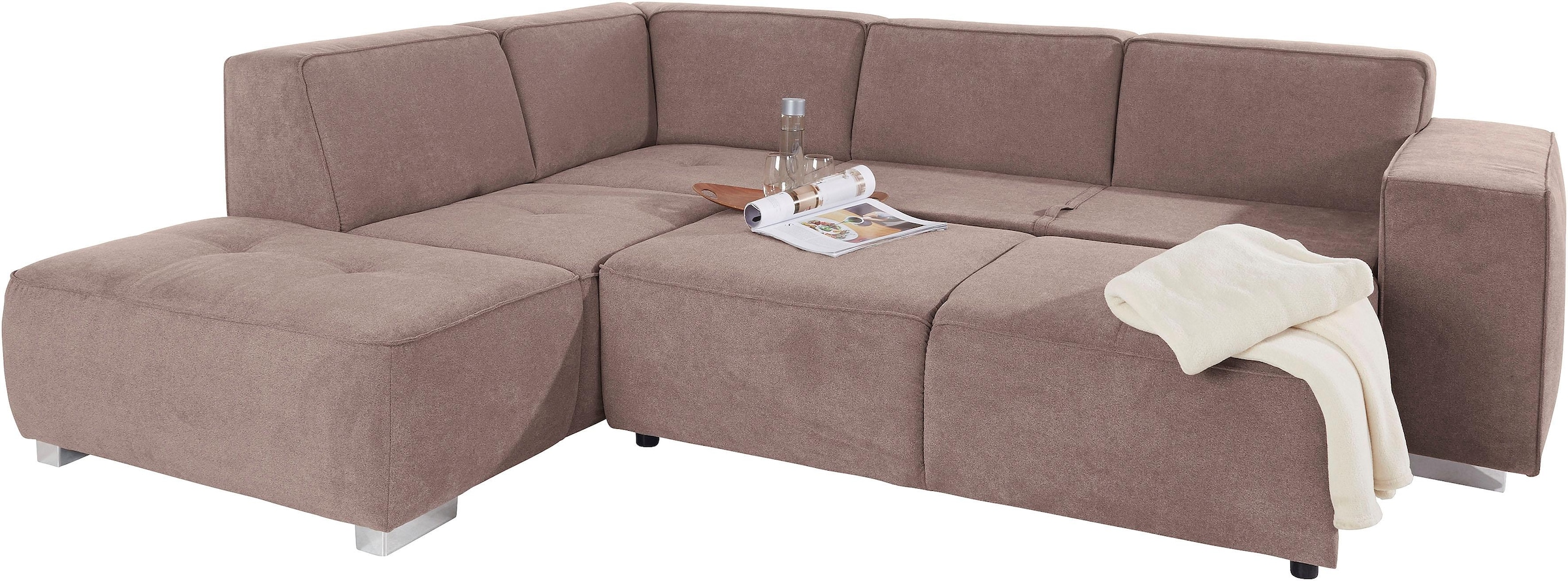 INOSIGN Ecksofa »Sapporo L-Form«, wahlweise Bettfunktion oder Sitztiefenverstellung, Federkern