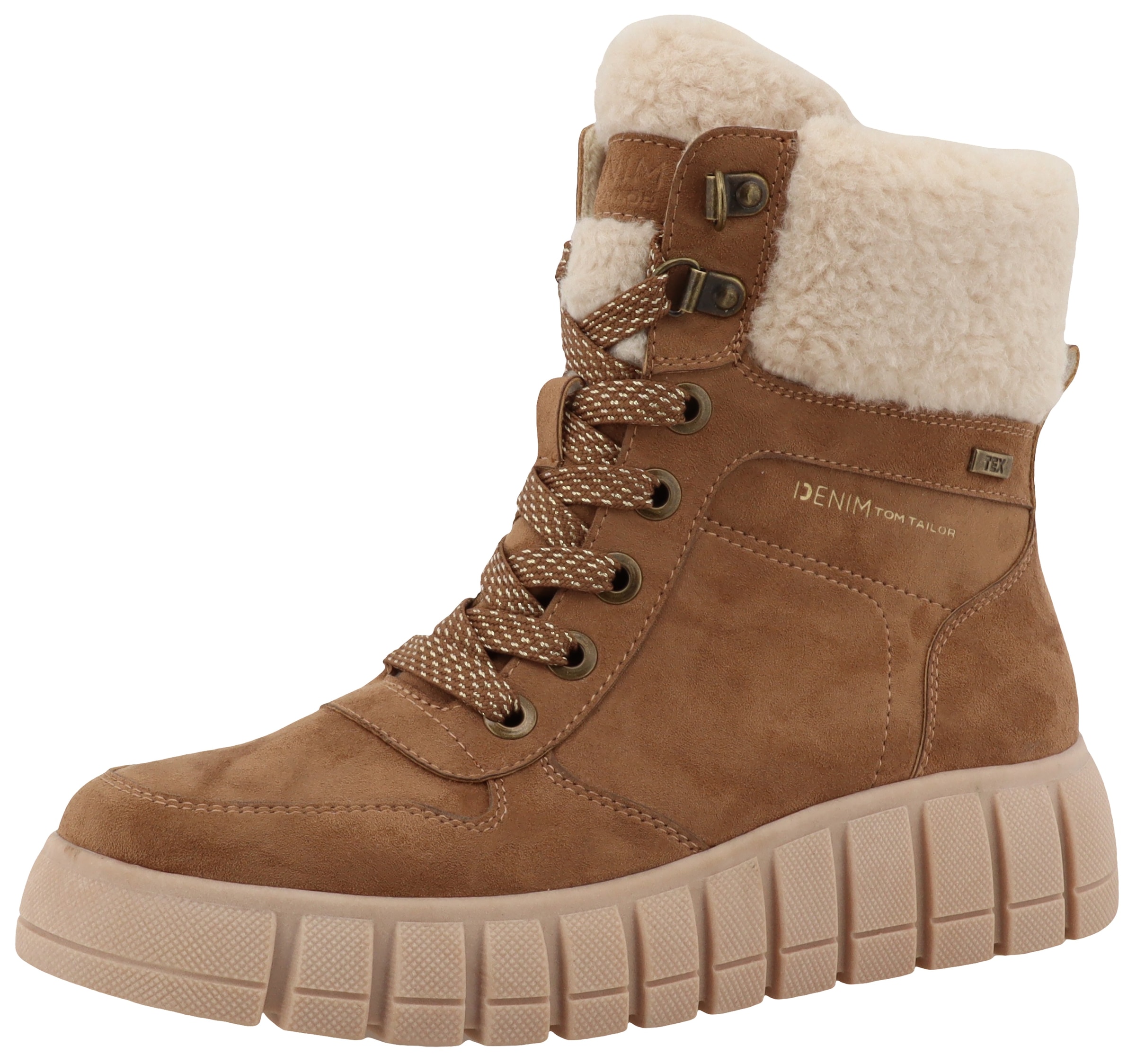 TOM TAILOR Winterboots, Keilabsatz, Plateau, Winterstiefelette, Schnürboots, Reissverschluss