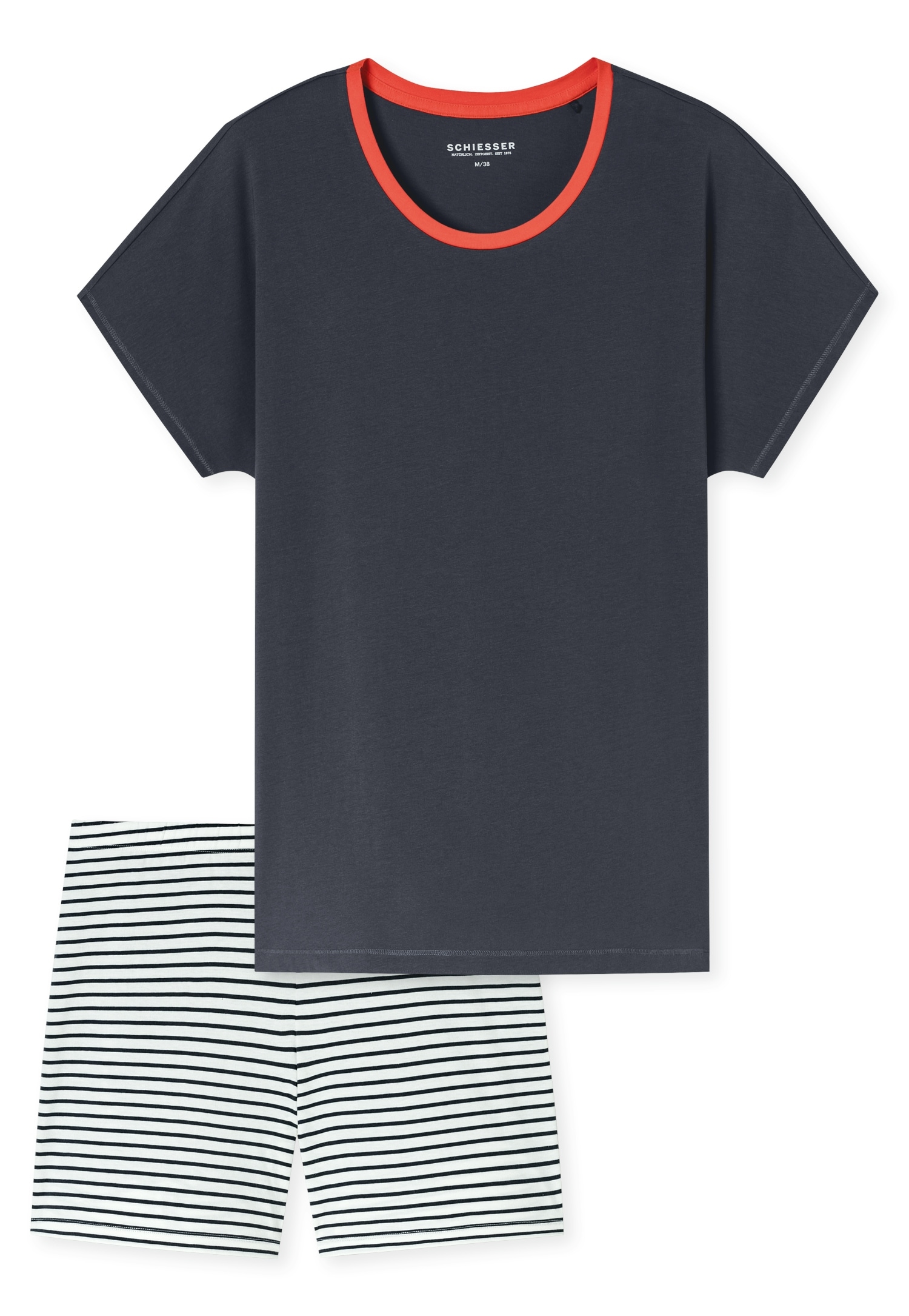 Schiesser Shorty »"Casual Essentials"«, (2 tlg.), mit unifarbenem Shirt und gestreifter Hose
