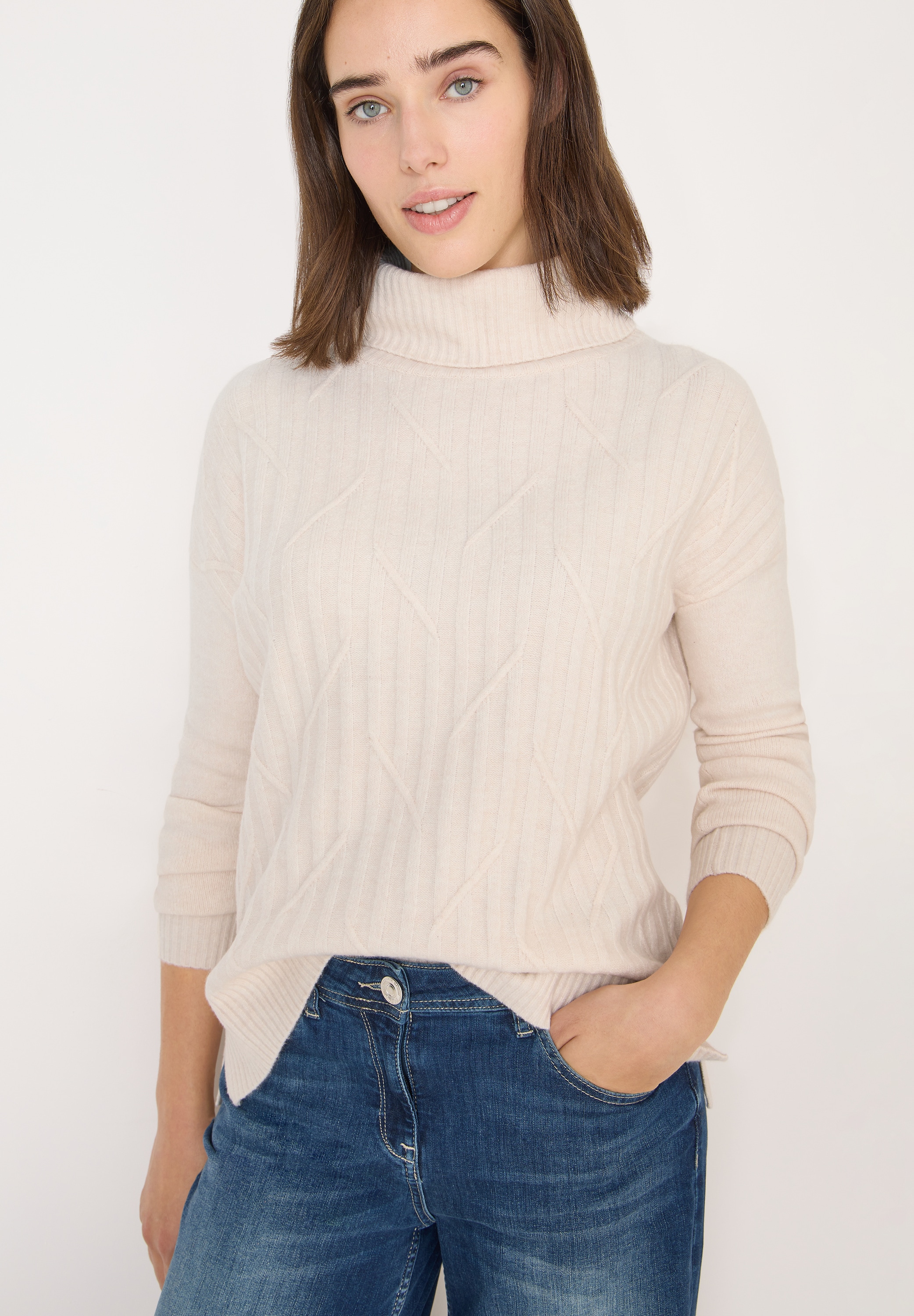 Image of Cecil Rollkragenpullover mit Strick-Muster und Umlegekragen