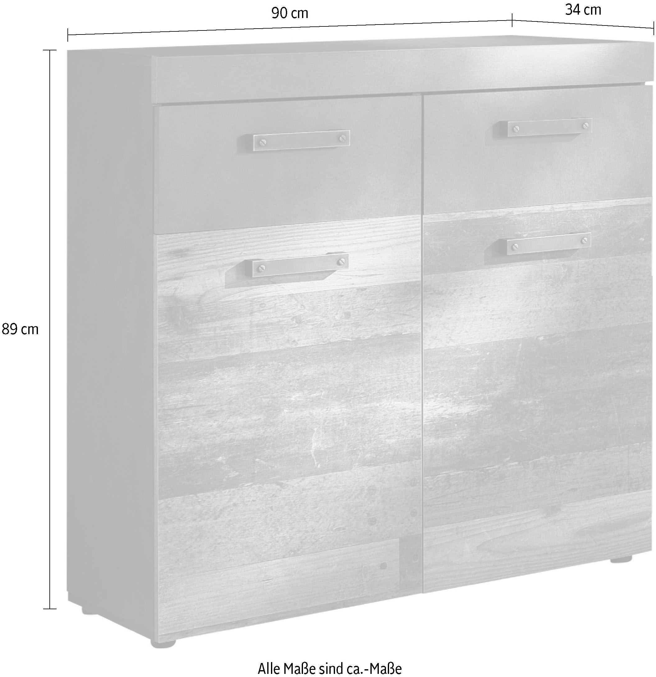 Home affaire Armoire à chaussures »Ilana« Schuhschrank für 16 Paar Schuhe - (B/T/H) 90/34/89 cm