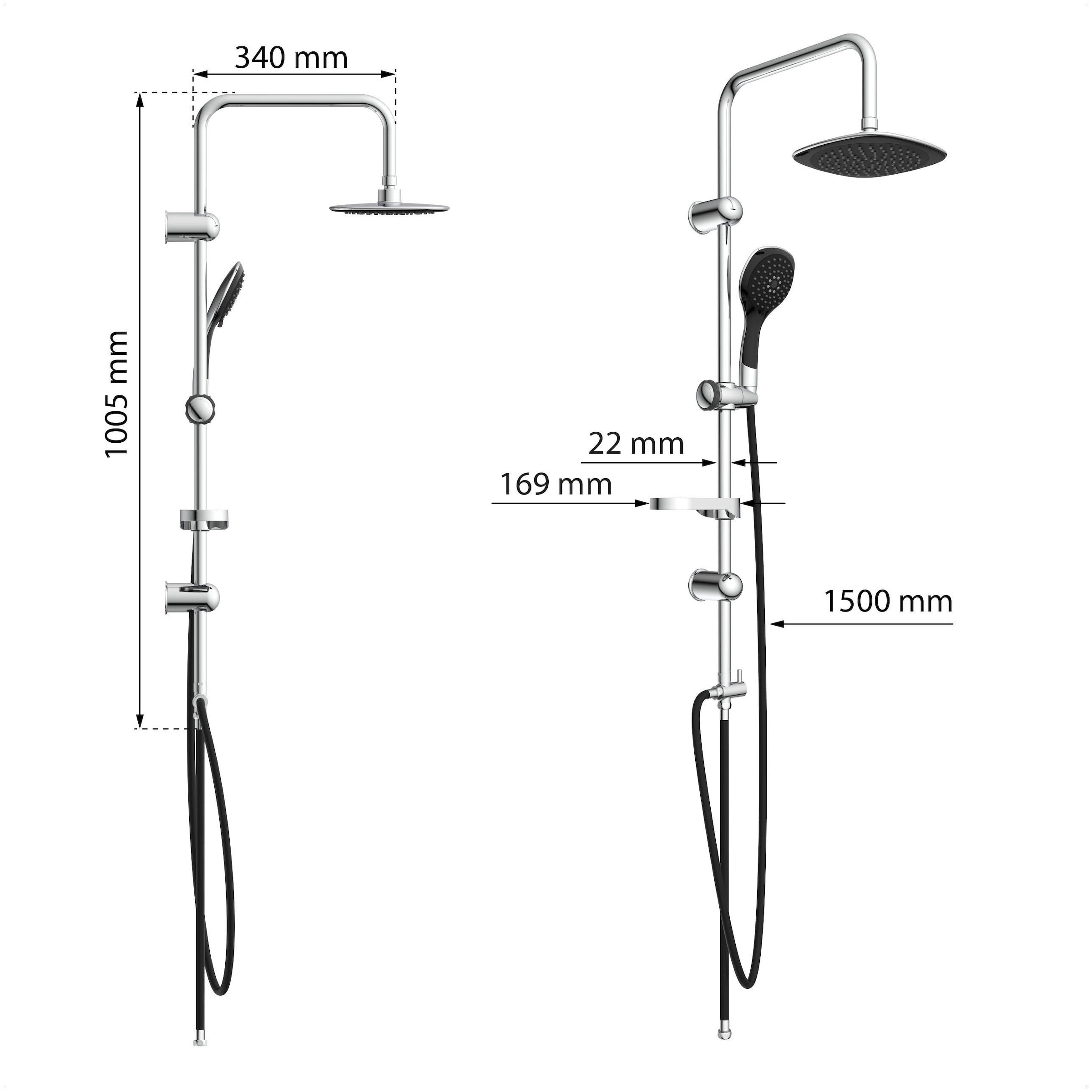 Eisl Garniture de douche »Duschtraum« ensemble de douche avec pommeau fixe et douchette, douche pluie 3 fonctions