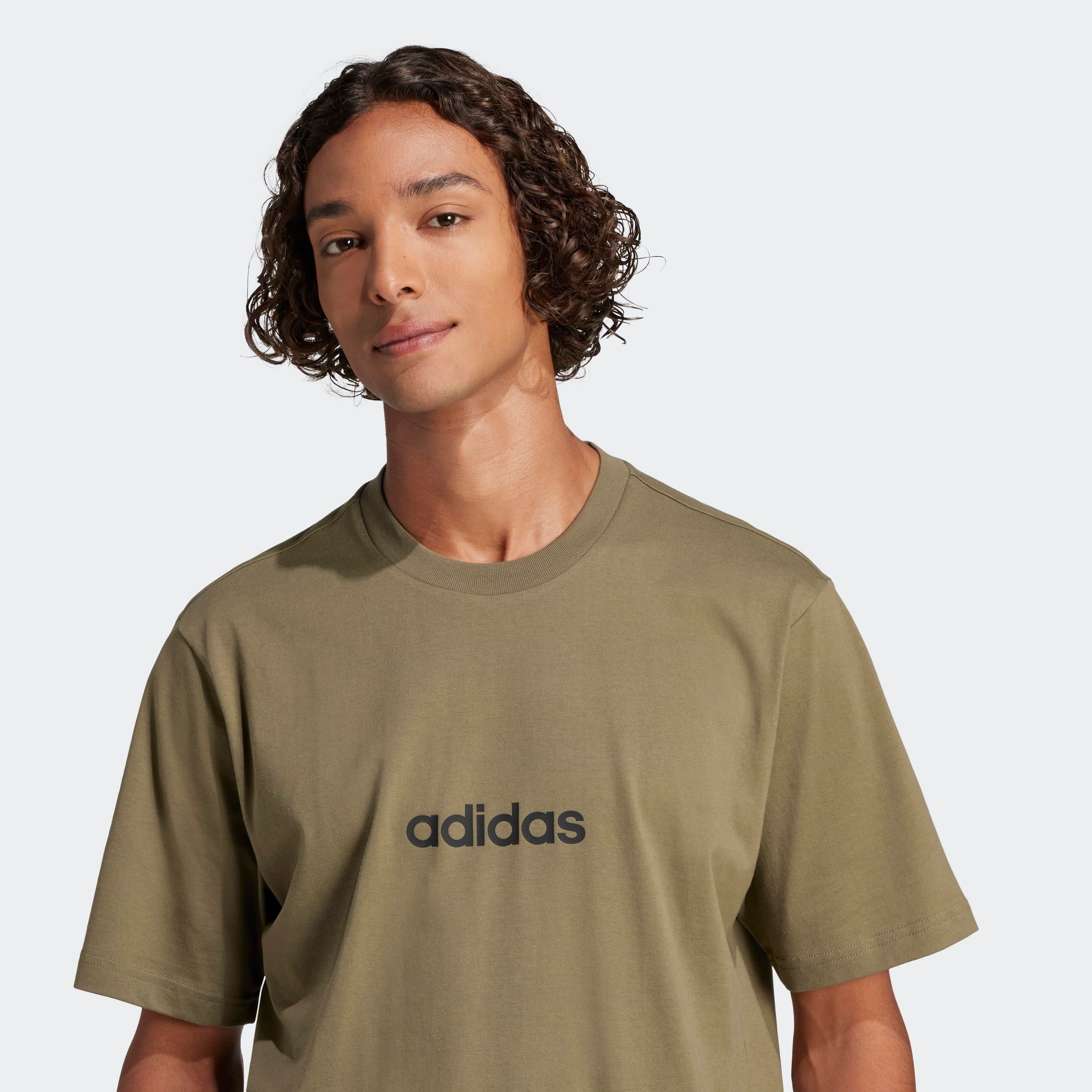 adidas Sportswear T-shirt »ESSENTIALS LINEAR SINGLE JERSEY« überschnittene Schultern, Kurzarmdesign, aus Baumwolljersey