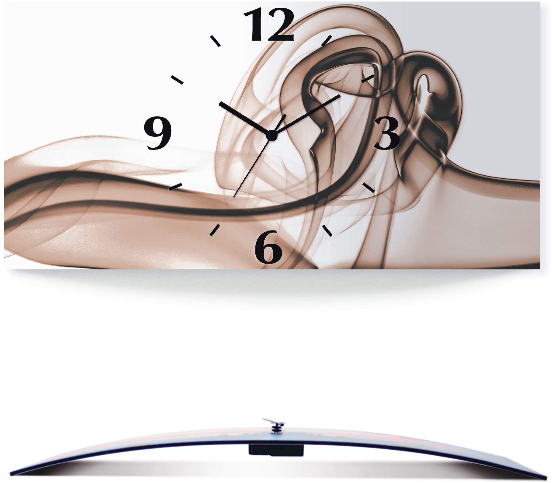 Image of Artland Wanduhr »Aufeinandertreffen Hintergrund- braun«, 3D Optik gebogen, silberfarben-metallic, lautlos, ohne Tickgeräusche, nicht tickend, geräuschlos - wählbar: Funkuhr o. Quarzuhr, moderne Uhr für Wohnzimmer, Küche etc. - Stil: modern bei Ackermann V