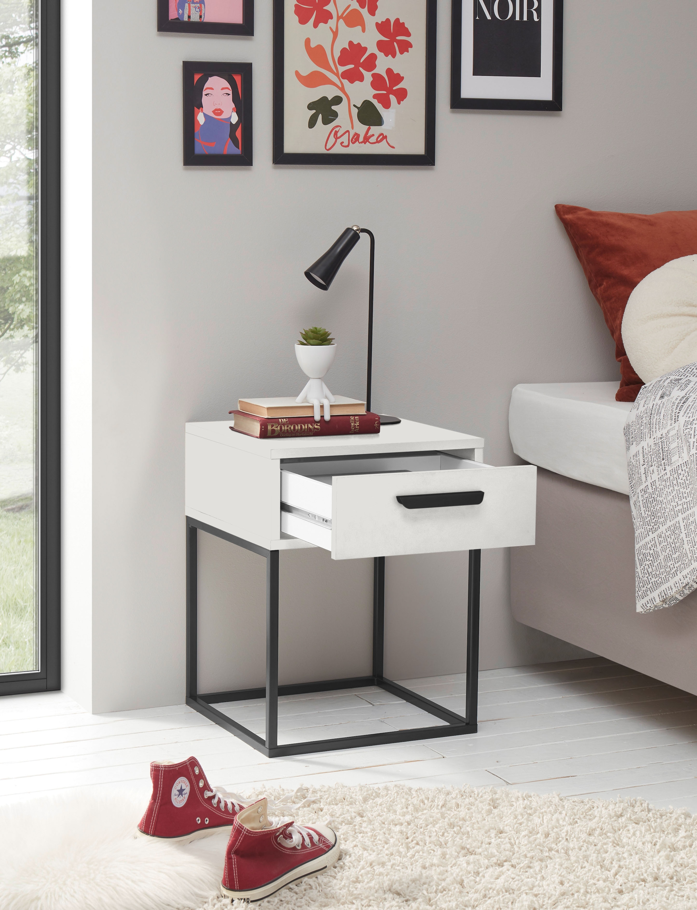 Schlafkontor Nachtkommode »Suna Kommode, Nachttisch, Nachtschrank« auf Metallgestell