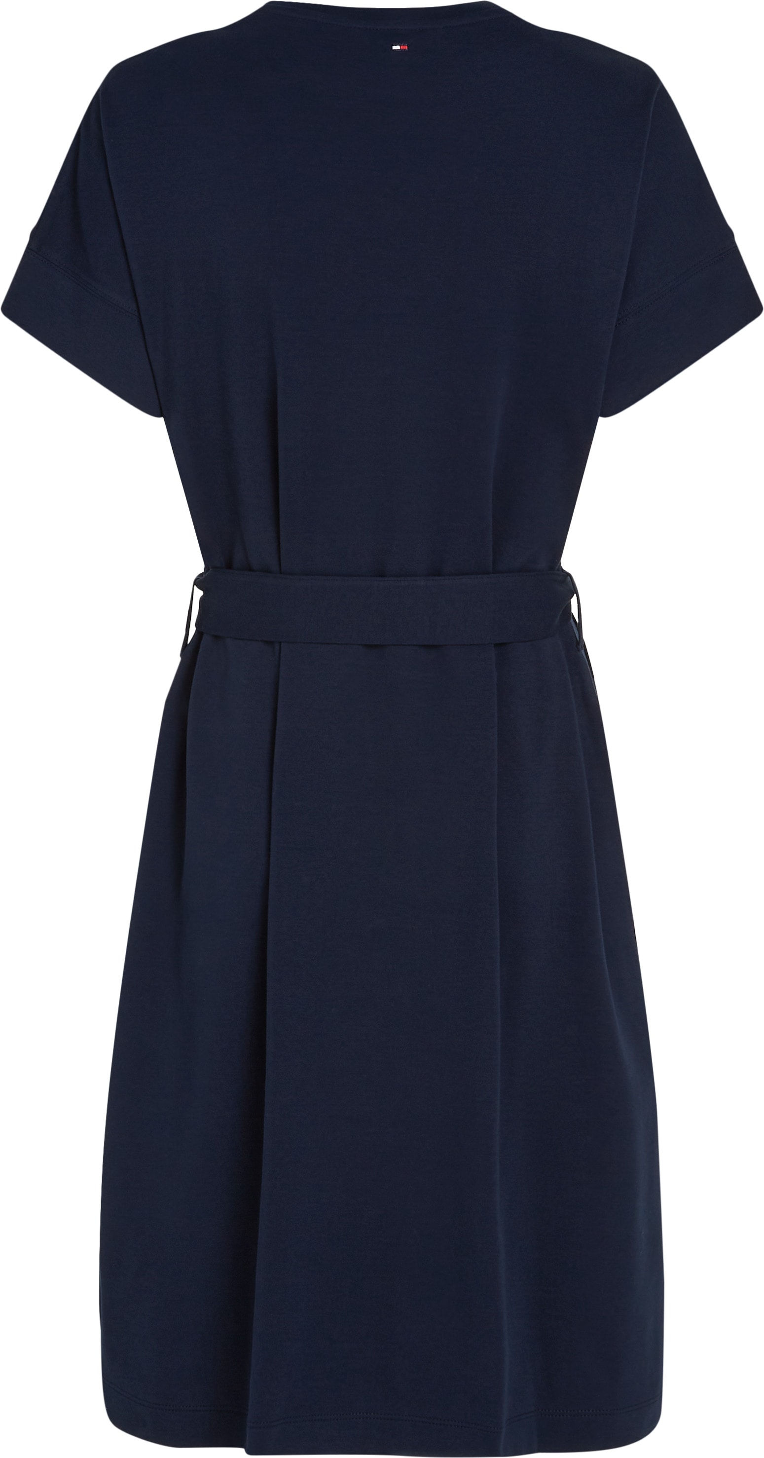 Tommy Hilfiger A-Linien-Kleid »COTTON INTERLOCK SHORT DRESS«, mit Bindeband