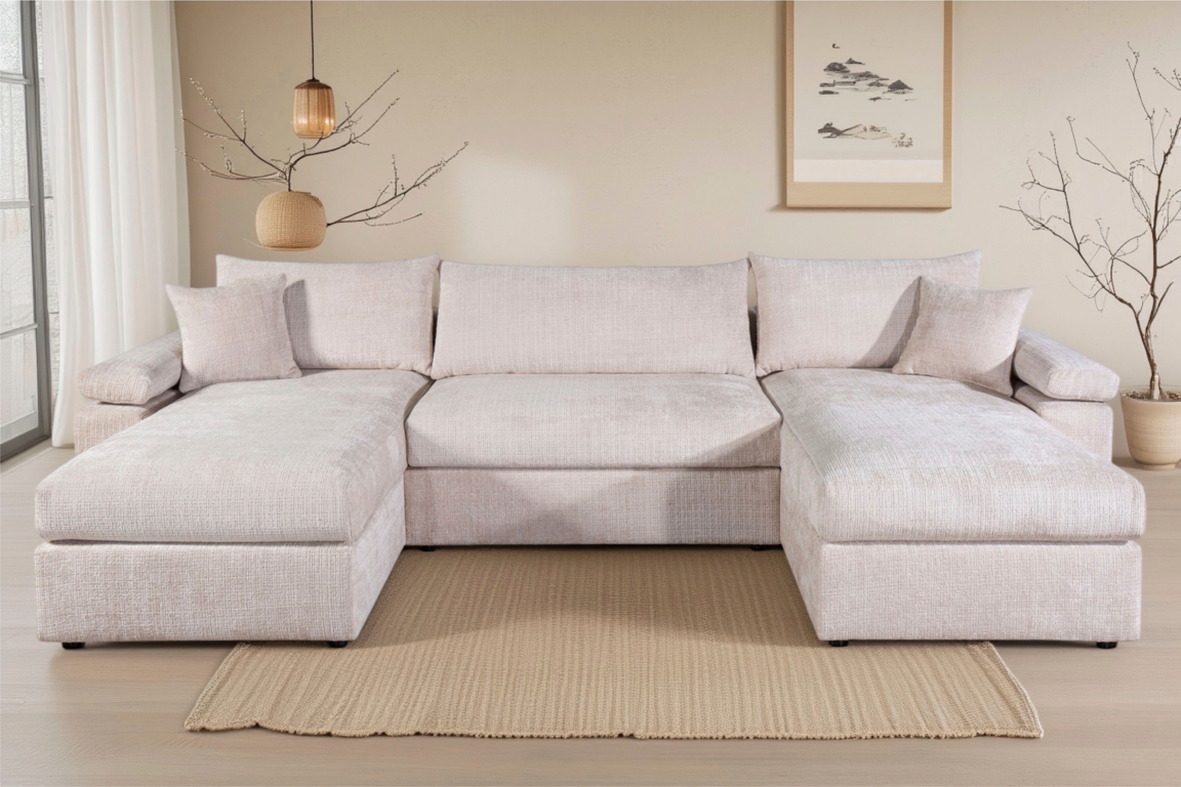 Image of GOODproduct Wohnlandschaft "Cosy U-Form, B: 309 cm, Sitzaufbau im Sandwich-Federkern" 2 Zierkissen, Mega-Sofa, Cord oder Struktur weich, Kaltschaumauflage