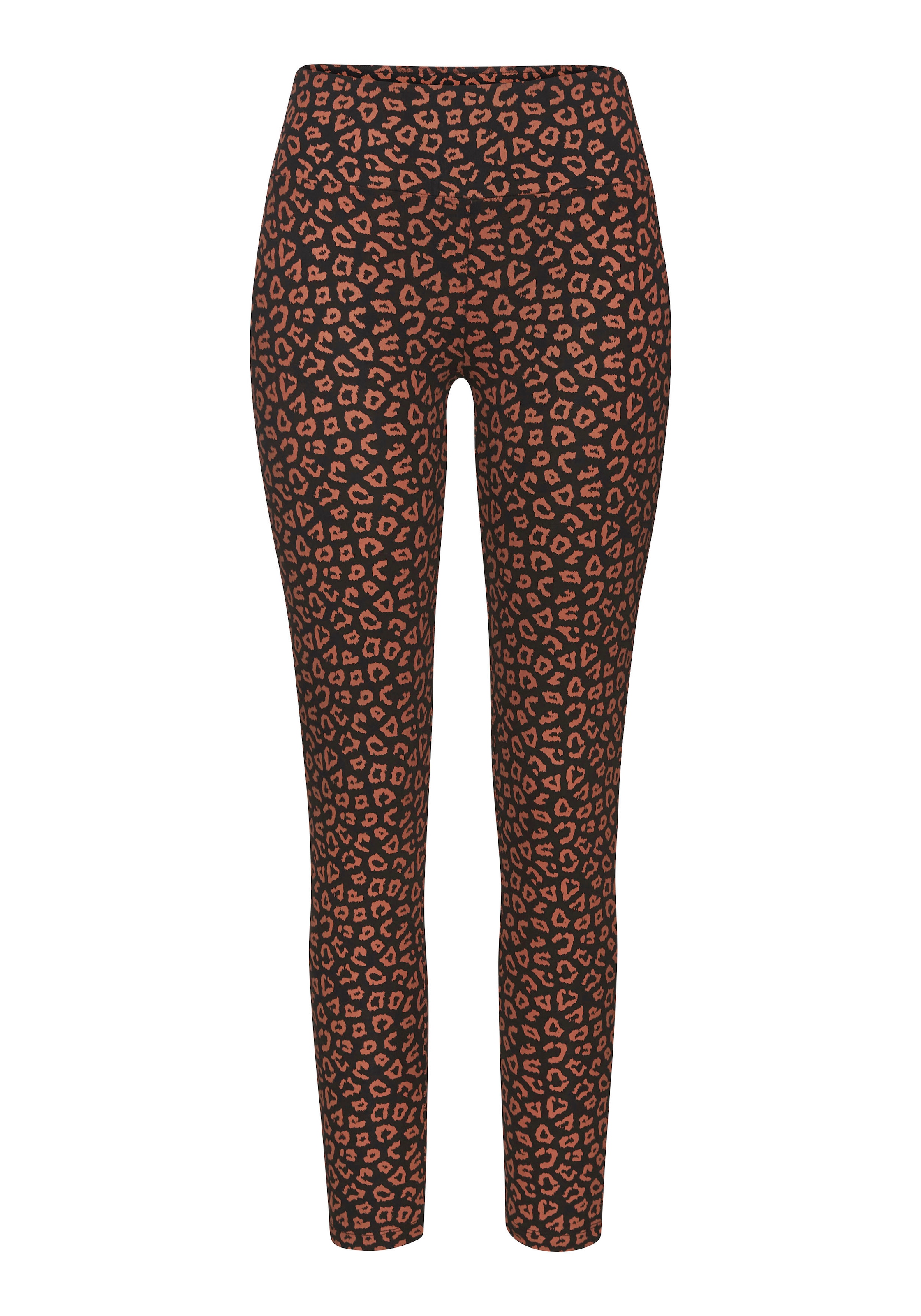 LASCANA Leggings, Sweatleggings mit breitem Bündchen im Leo-Print, Loungewear