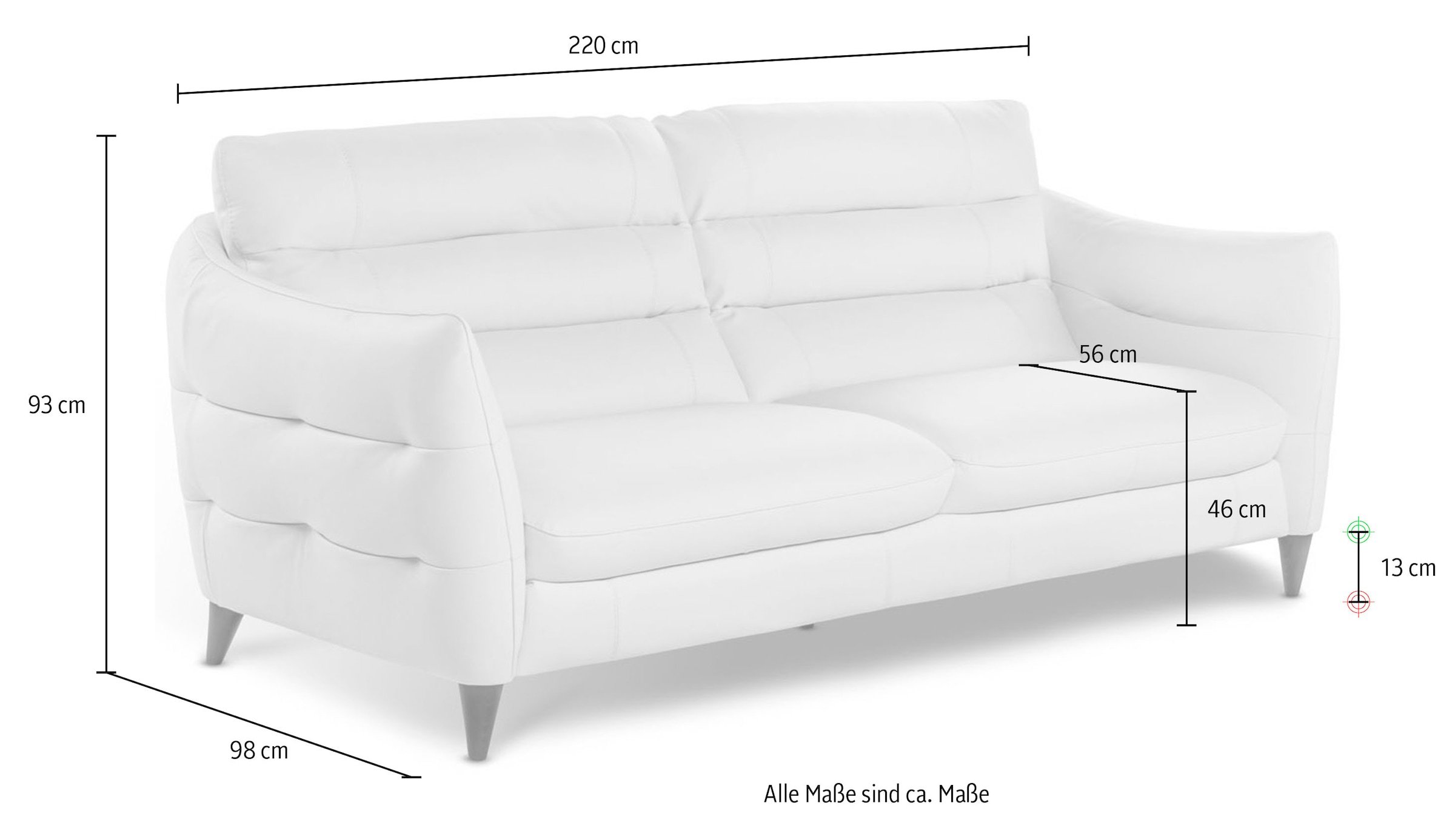CALIA ITALIA 3-places »Cabrini, Design trifft super Sitzkomfort,« in Leder, 220 cm Breite, mit elektrischer Relaxfunktion