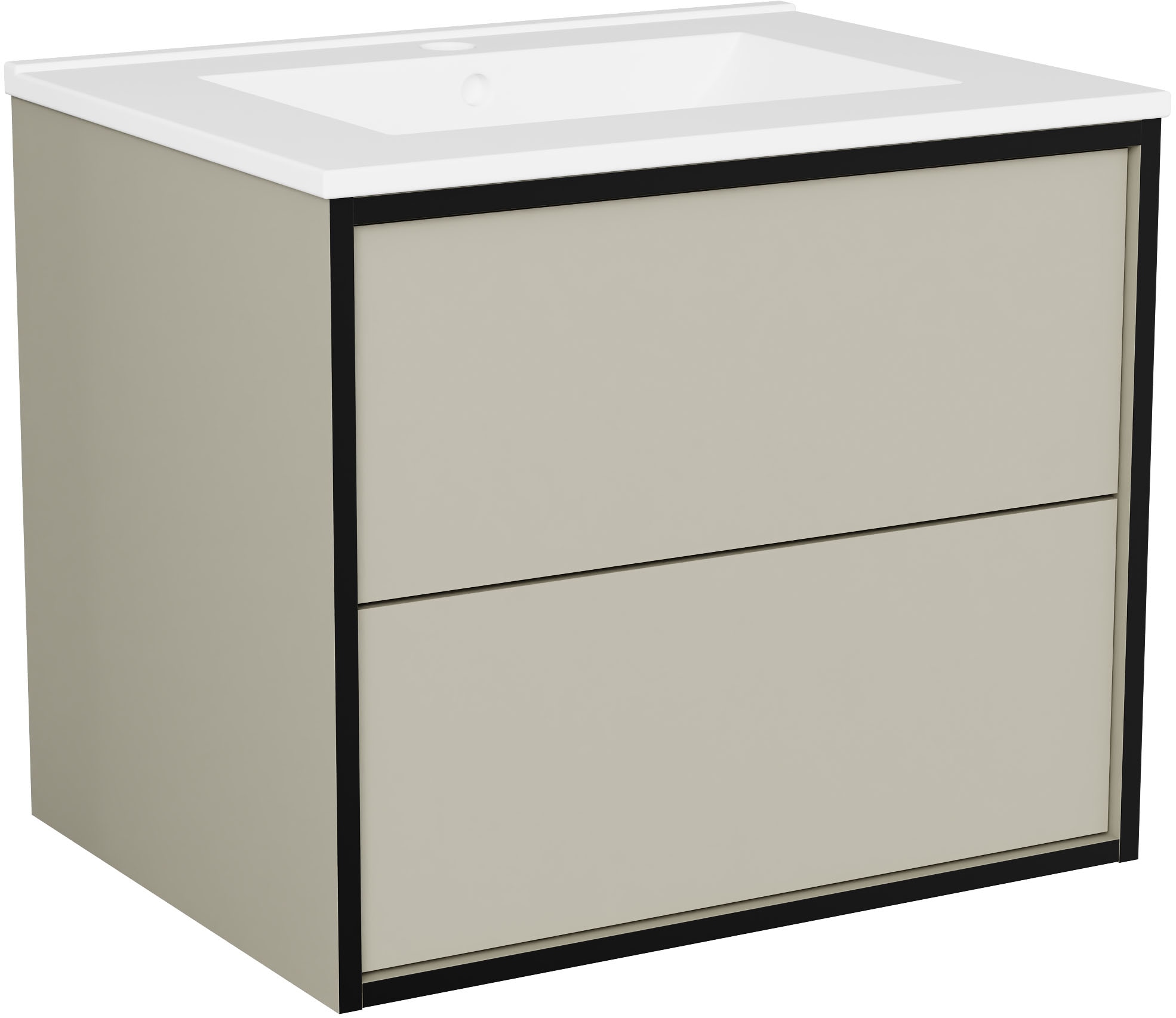 welltime Waschtisch »Waschbeckenunterschrank Line mit Waschbecken,Badmöbel,zwei Schubladen« Badschrank mit Waschbecken, Push to open, Masse B/H/T: 61/53/47 cm