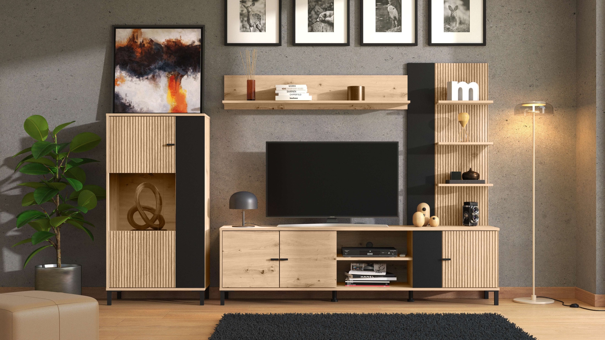 Image of INOSIGN Wohnwand "Avignon, inkl. Highboard, TV-Board, Standregal und Wandregal" Komplett-Set, 4 Stk. tlg.