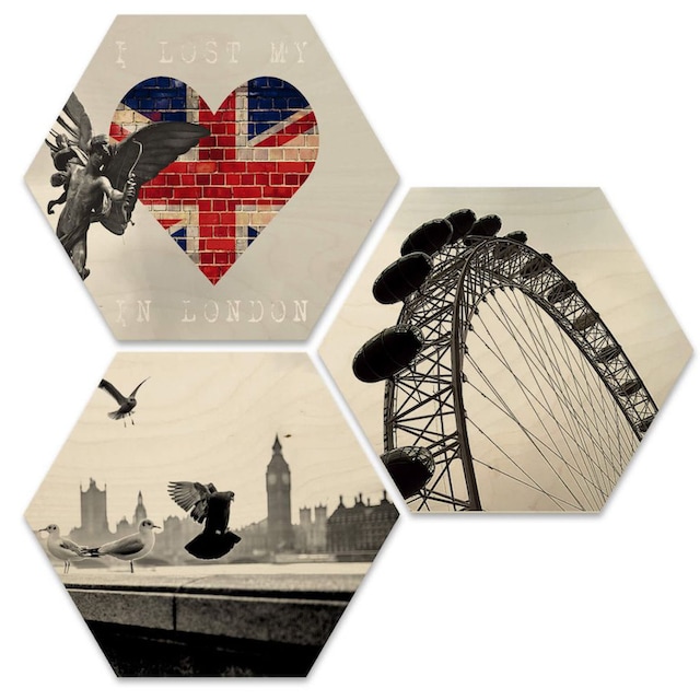 ♕ Wall-Art Mehrteilige Bilder »Typisch London Stadtbilder Set«, (Set, 3 St.)  versandkostenfrei bestellen