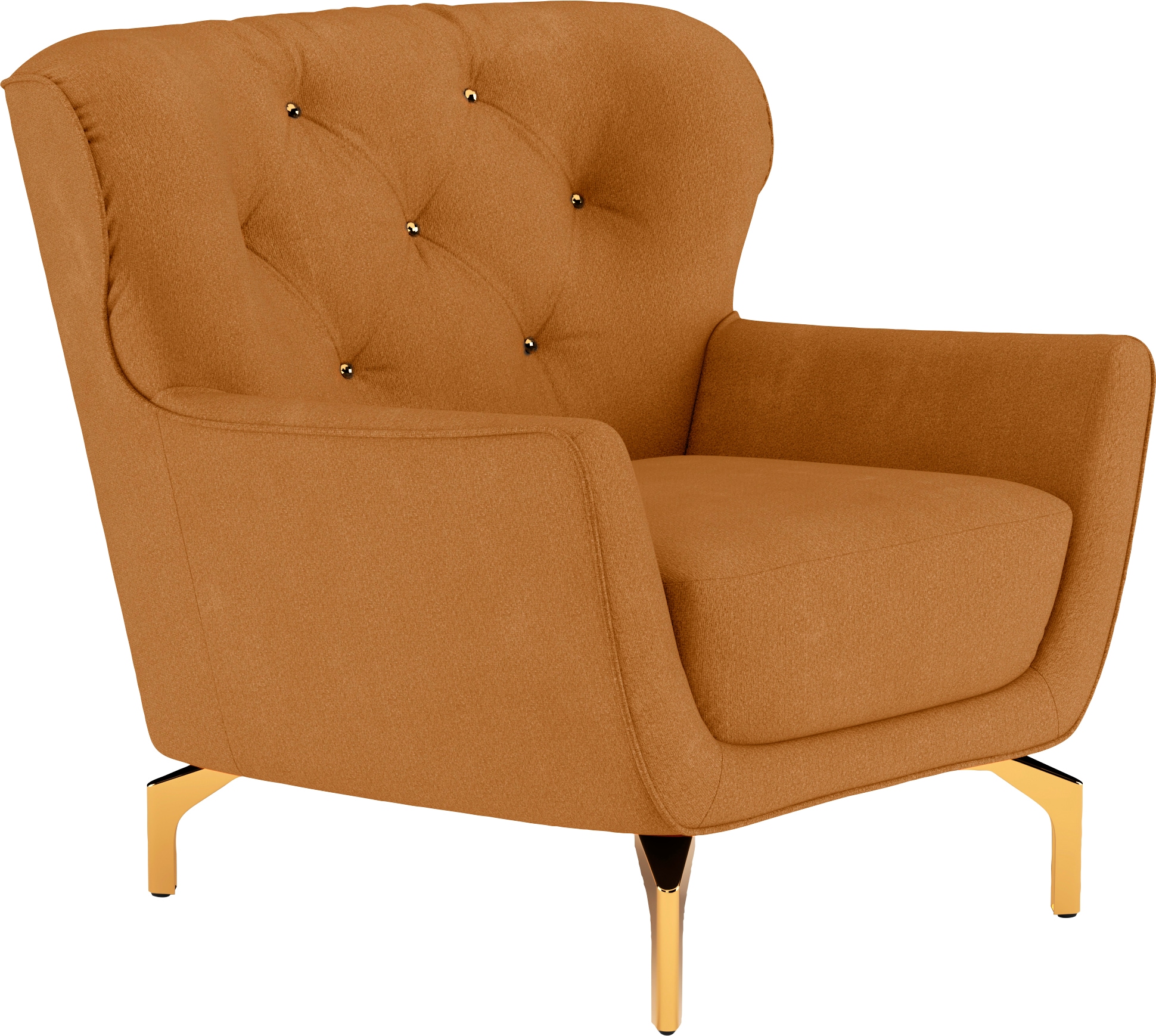 sit&more Sessel »Orient 3«, inkl. 1 Zierkissen mit Strass-Stein, goldfarbene Metallfüsse