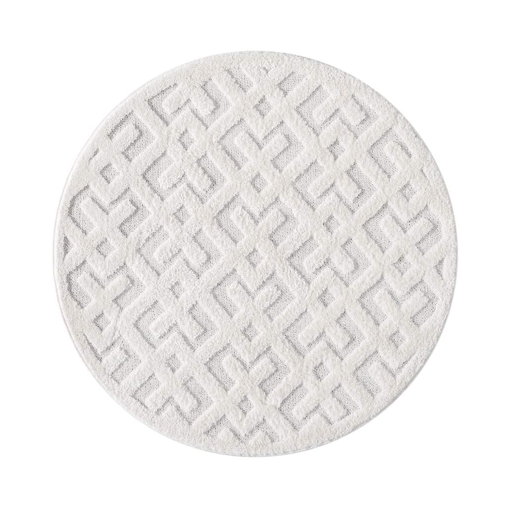 Carpet City Hochflor-Teppich »FOCUS737«, rund, 20 mm Höhe, Boho-Teppich, Hochtief-Muster/ 3D-Effekt, für Wohnzimmer, Schlafzimmer