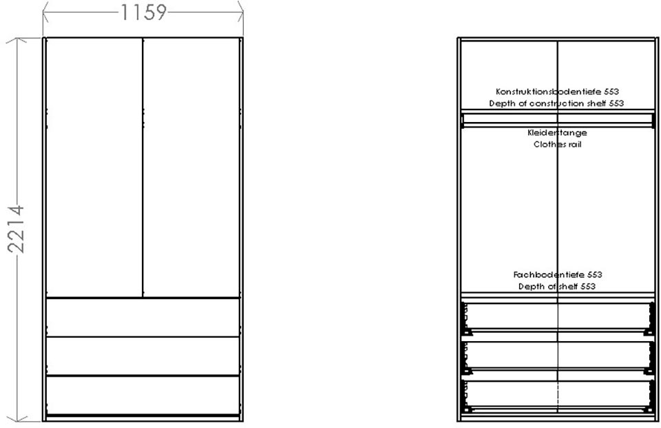 Müller SMALL LIVING Kleiderschrank »Modular Plus Variante 1«, Inklusive 3  geräumigen Schubladen gleich