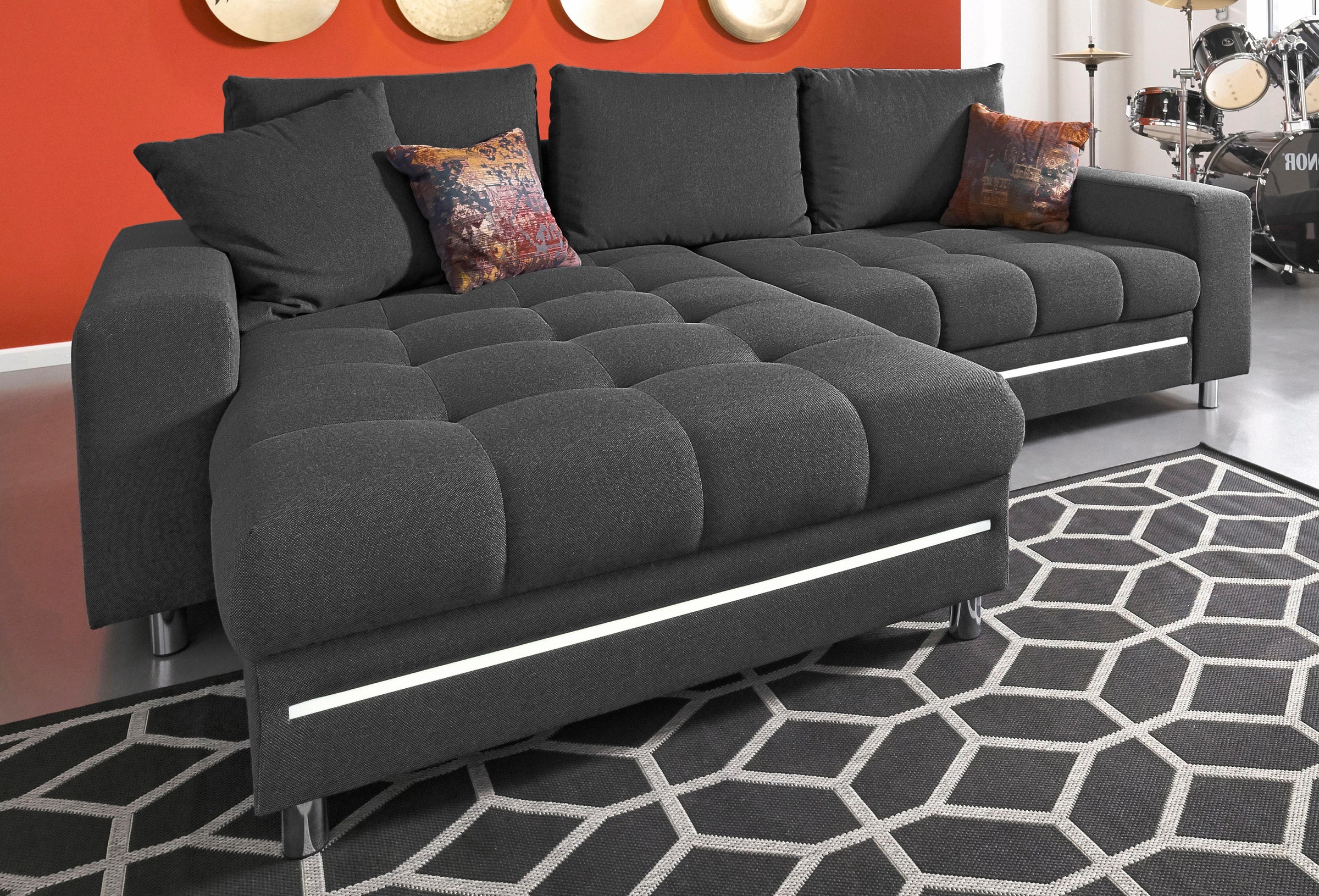 Image of Nova Via Ecksofa »Tobi 3«, wahlweise mit Kaltschaum (140kg Belastung/Sitz), RGB-LED-Beleuchtung und Bettfunktion bei Ackermann Versand Schweiz