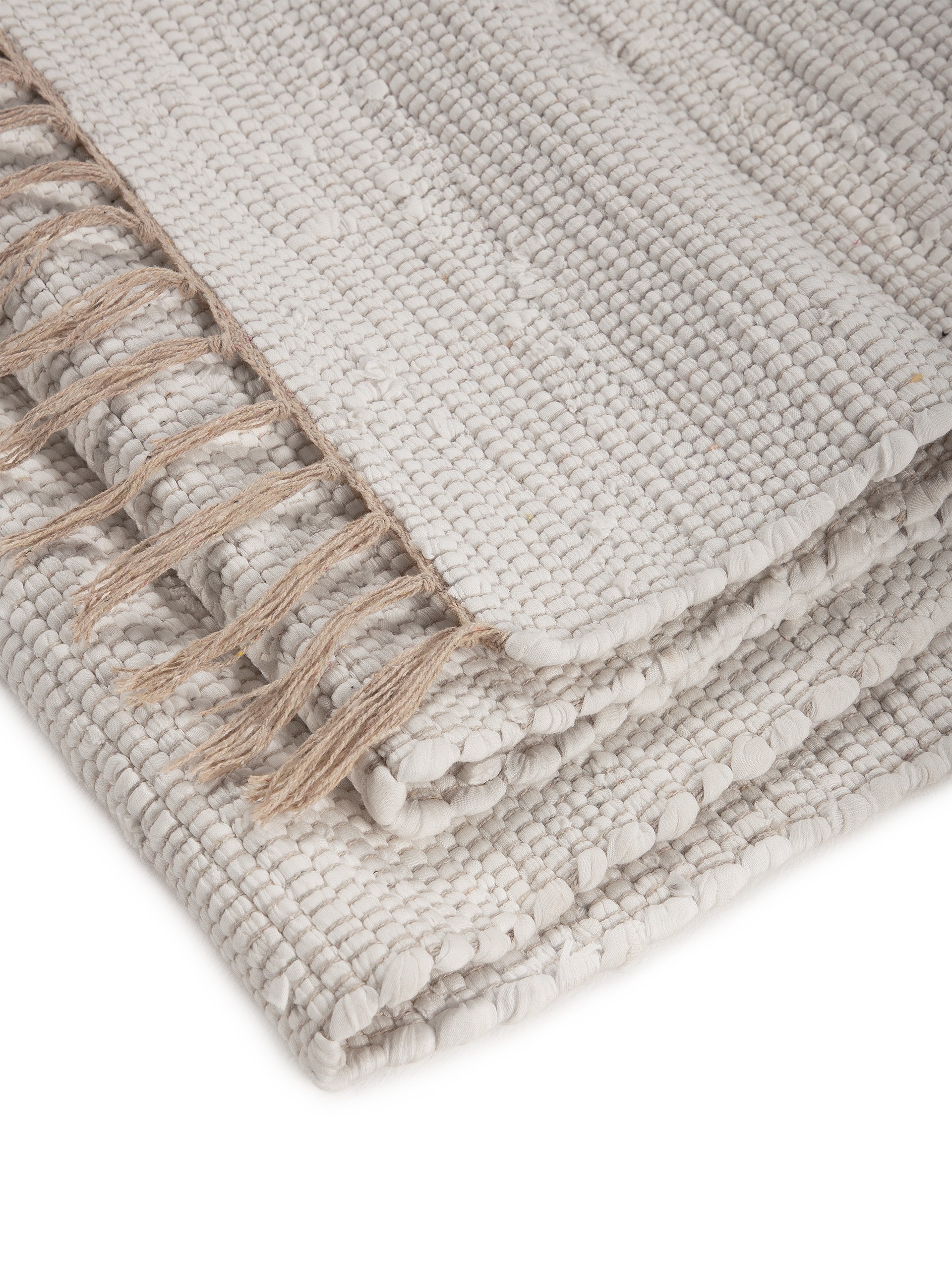 carpetfine Teppich »Kelim Chindi uni , auch als Läufer« rechteckig 5 mm Höhe Wendeteppich, reine Baumwolle, handgewebt, Uni-Farben, mit Fransen