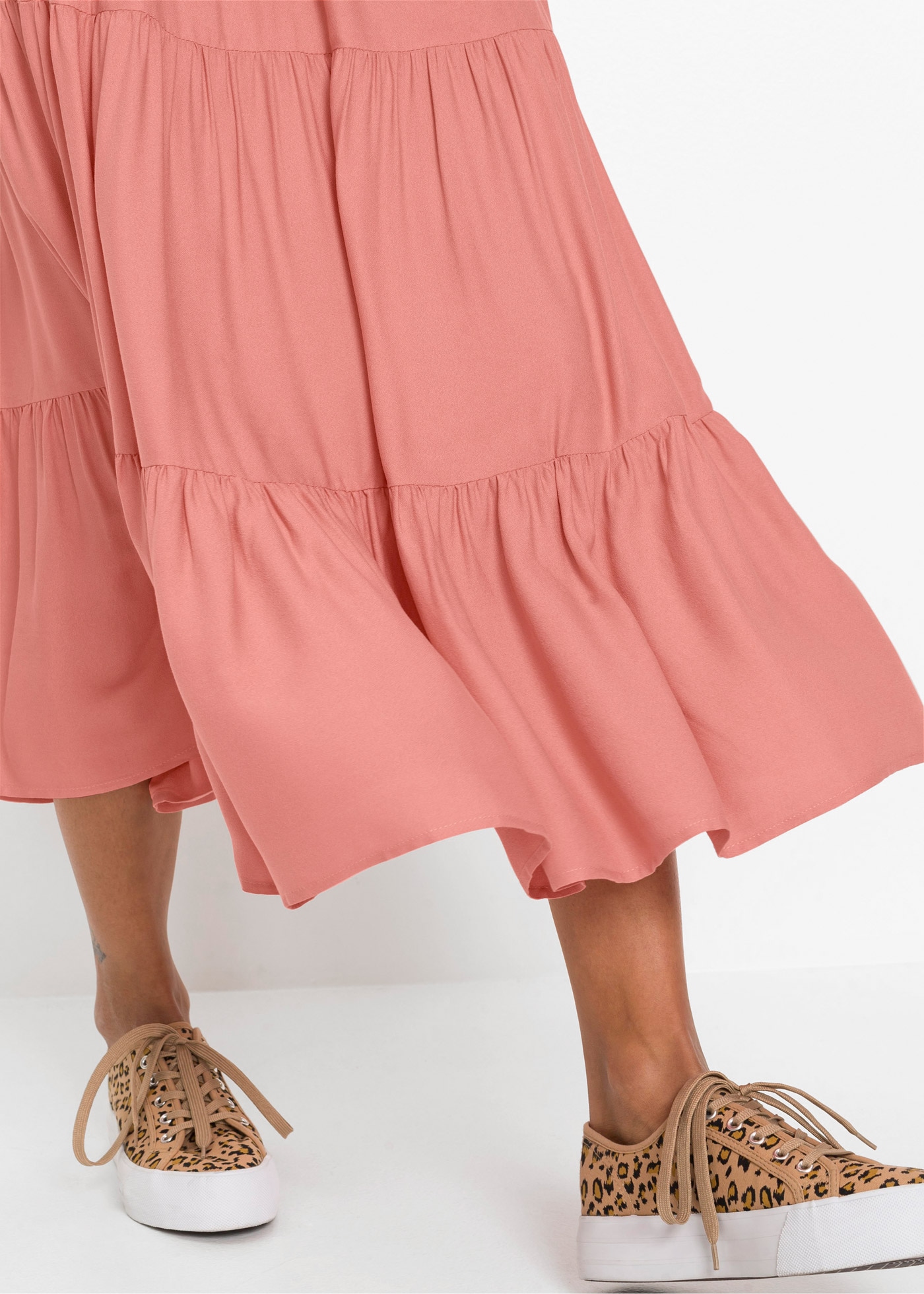 bonprix Jupe à volants aus Viskose, A-Linie, mit Volants, Midi-Länge