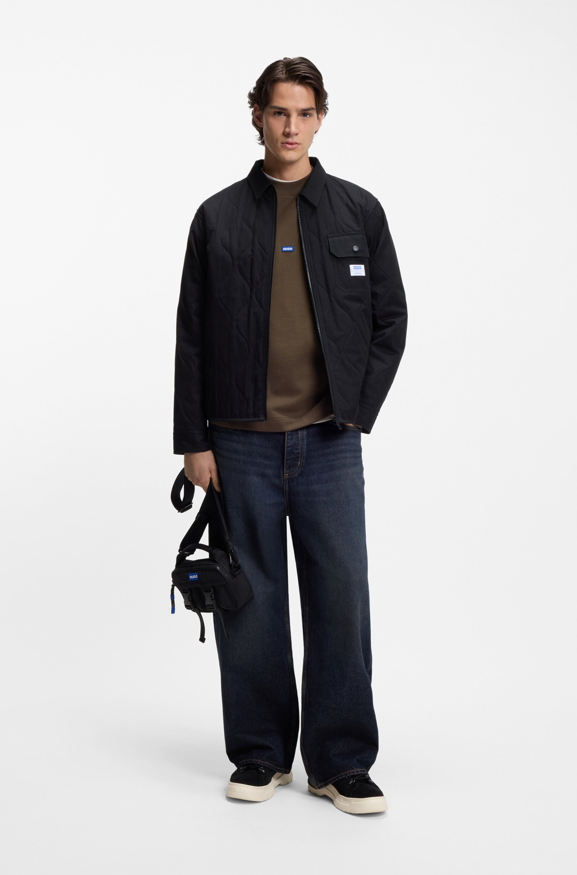 HUGO Sweat-shirt »Nedro«, Encolure ronde, coupe régulière, patch logo
