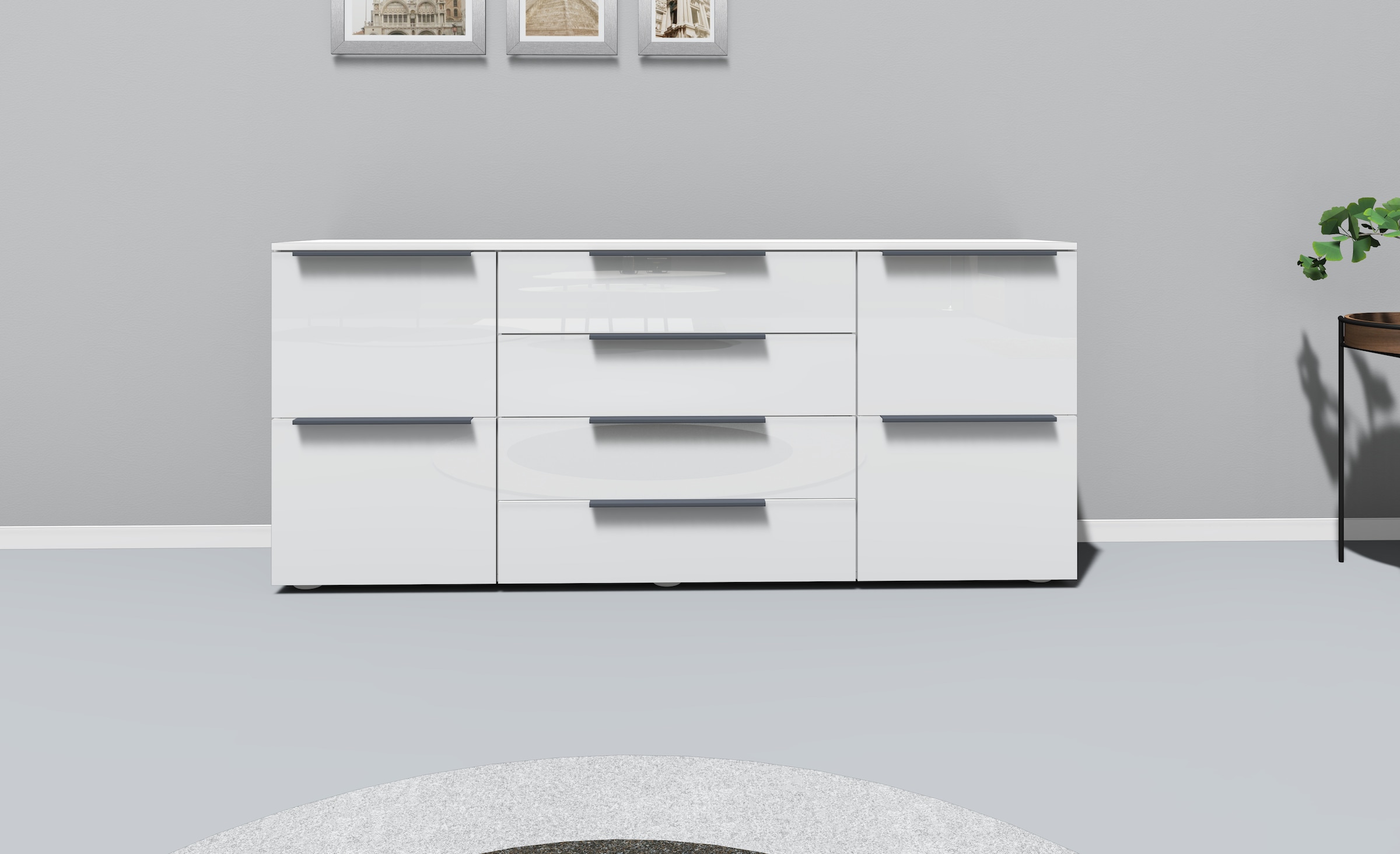 borchardt Möbel Sideboard »Tom«, Breite 166 cm, verstellbare Einlegeböden, lackierte Alu-Profilgriffe