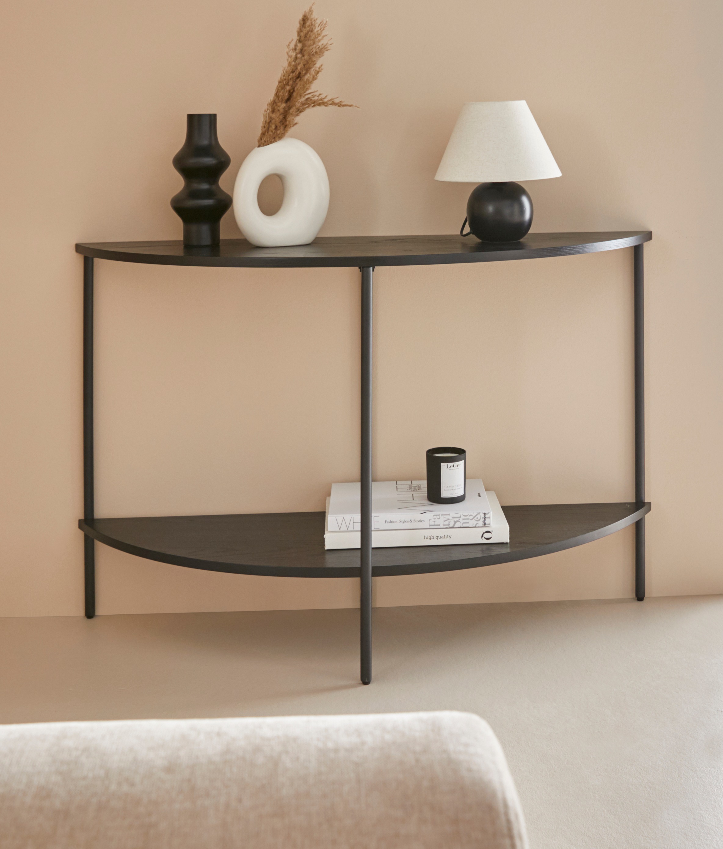 Image of GOODproduct Couchtisch "Fleuriss" aus massivem Eschenholzfurnier, pulverbeschichtetes Metallgestell
