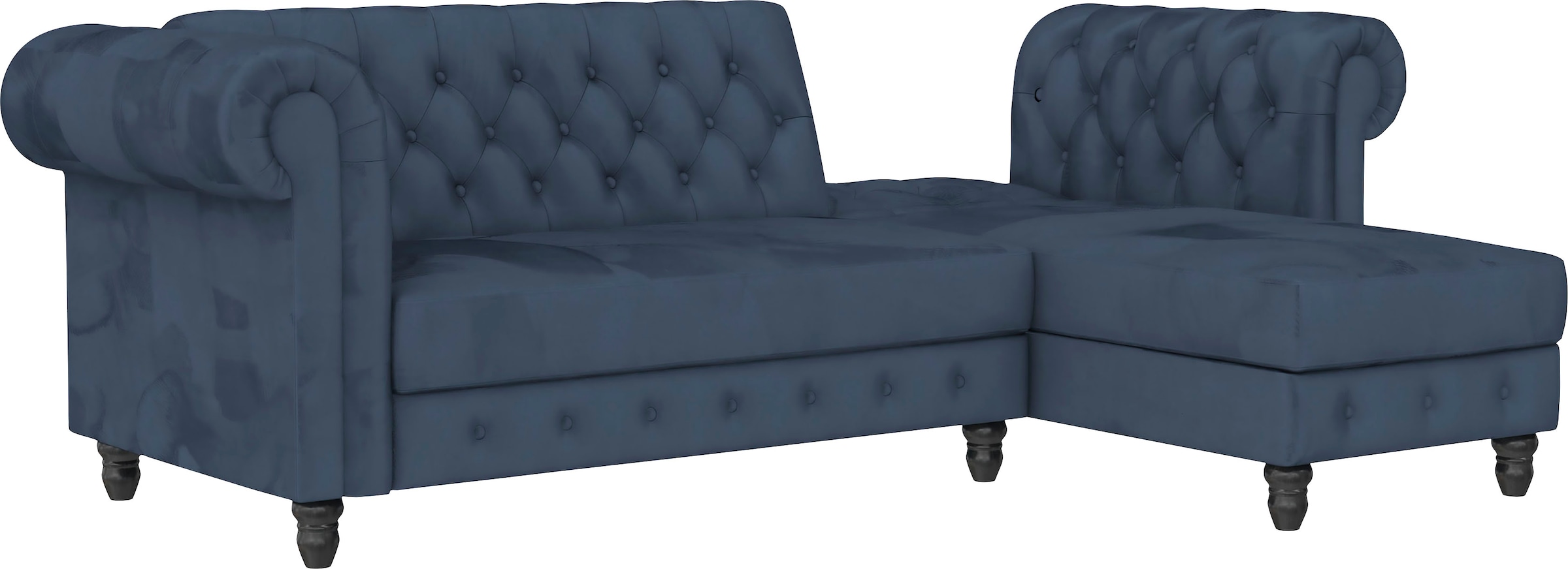 Dorel Home Ecksofa »Felix, L-Form, 241 cm (Liegefl.108x195 cm), Recamiere tauschbar,« verstellb. Rückenlehne, Bett-Funktion, Velours, Kunstleder, Vintage