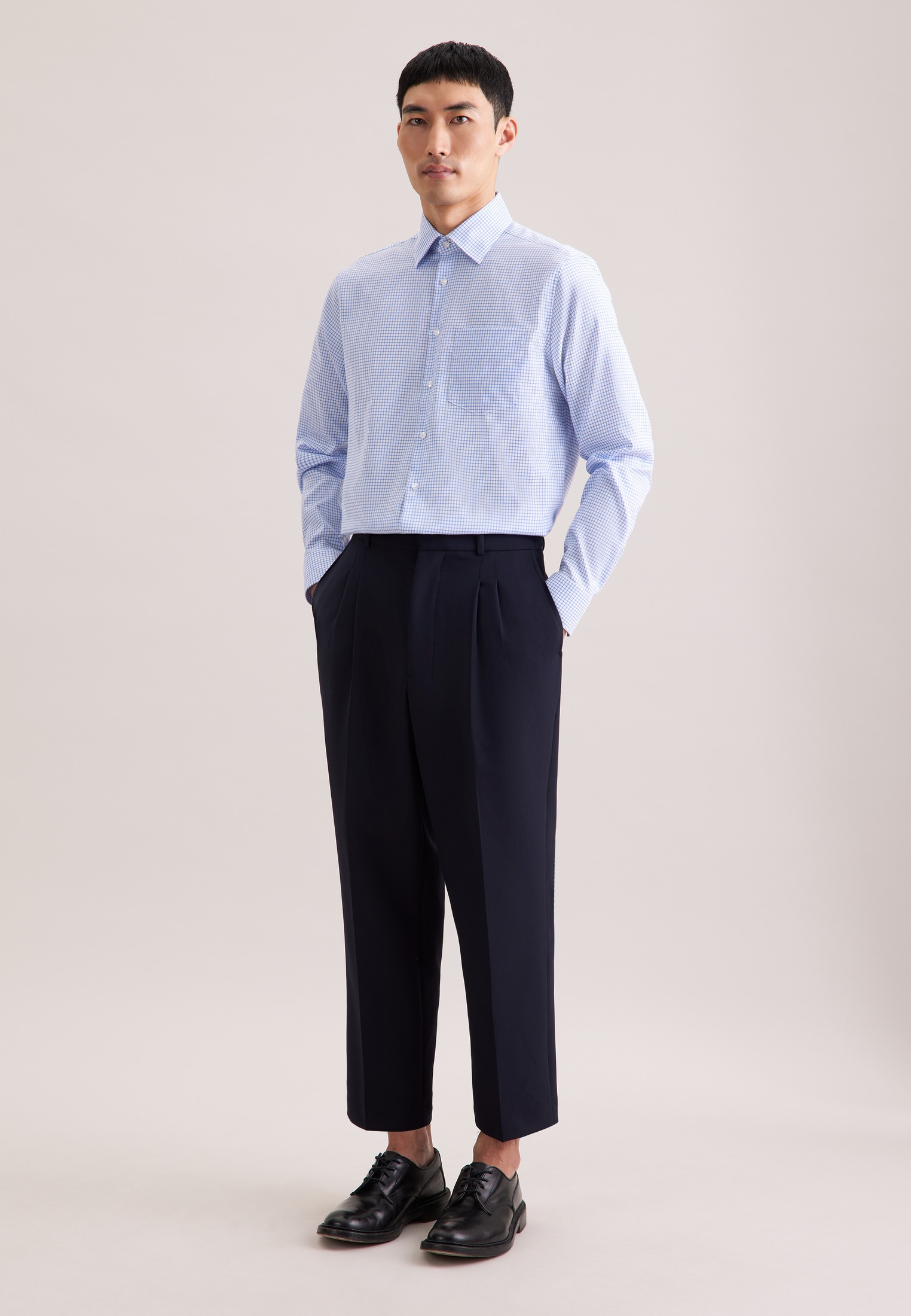 seidensticker Businesshemd »Schwarze Rose« Regular 1/1 Covered-Button-Down-Kragen Karo