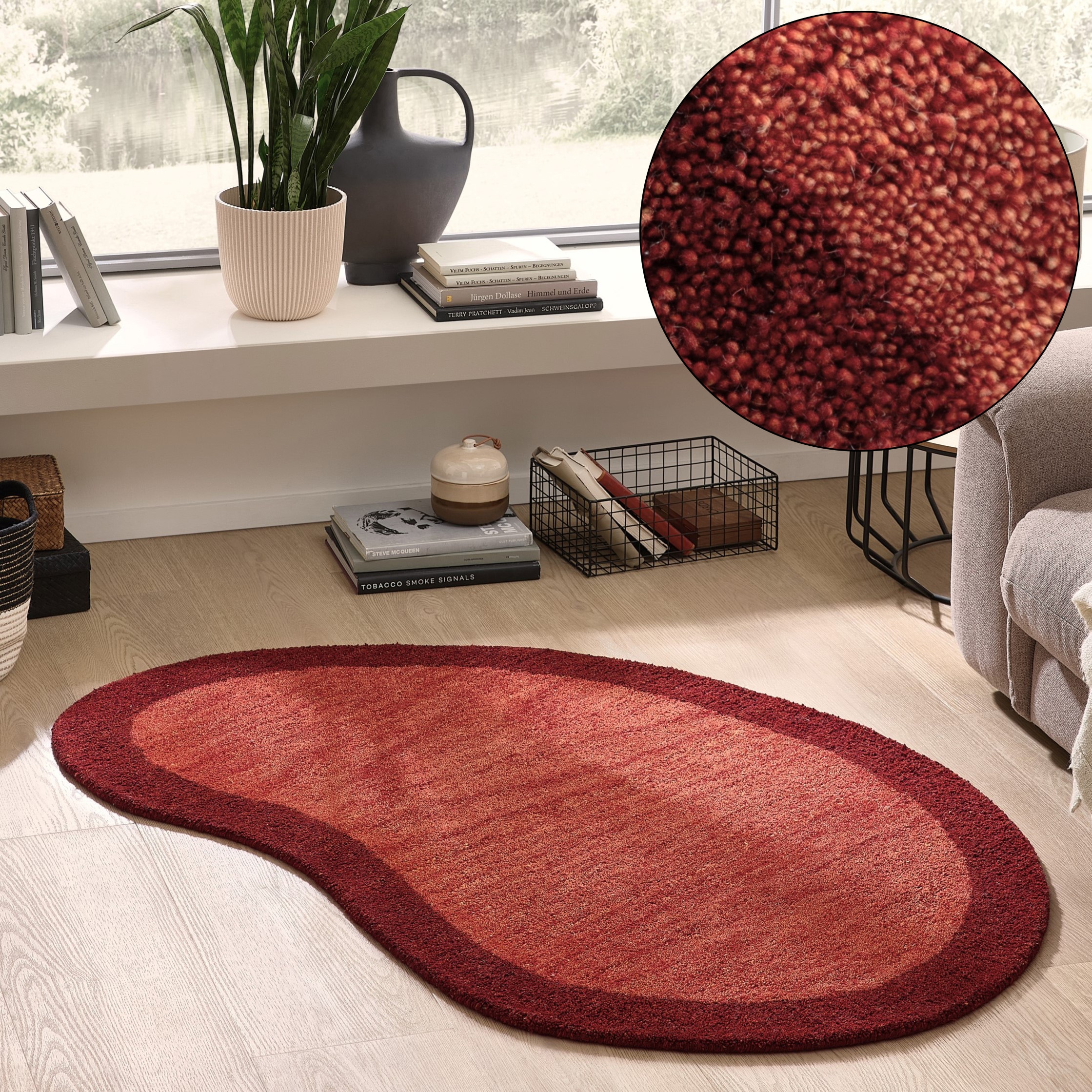 THEKO Wollteppich »Gabbeh Super, Handweb, Teppich, Bordüre, reine Wolle« oval 9 mm Höhe Schlafzimmer, Wohnzimmer, Esszimmer, auch als Läufer, eckig oder rund