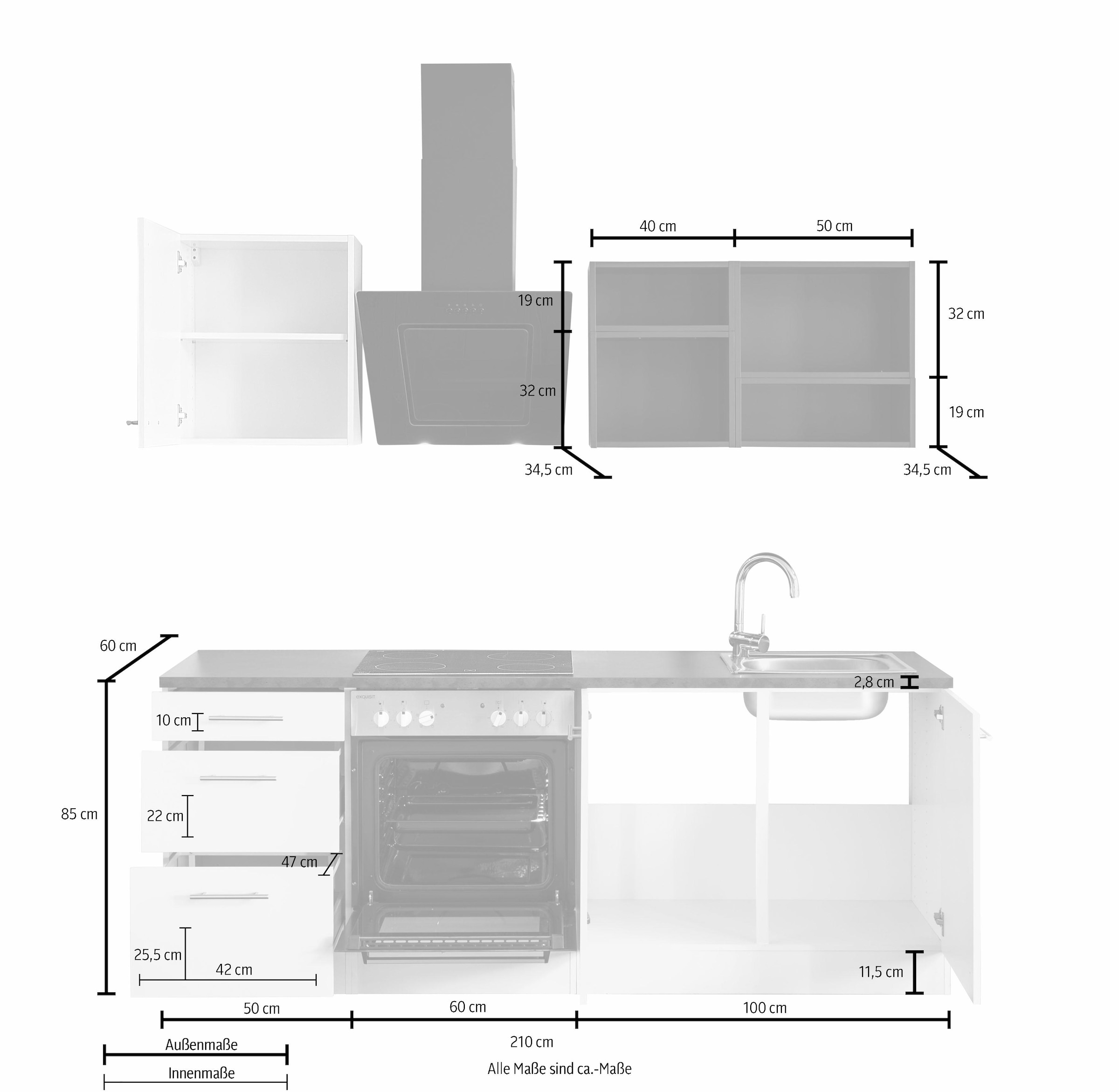 OPTIFIT Küchenzeile »Mini«, 210 Breite E-Geräte, cm ohne kaufen