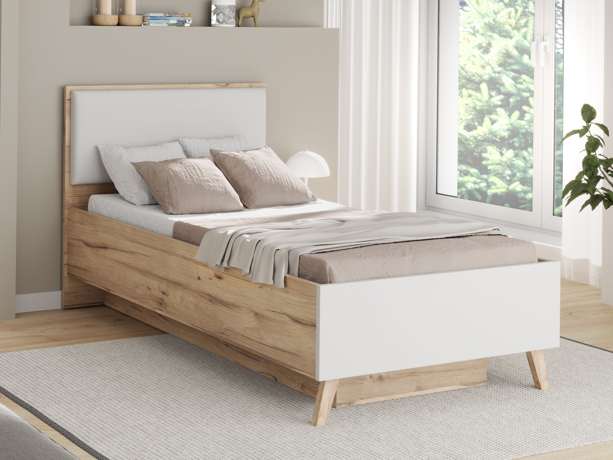 FORTE Stauraumbett »Vankka viel Stauraum, skandinavisches Design, Made in Europe« aufklappbarer Lattenrost, weitere Produkte zur Serie erhältlich